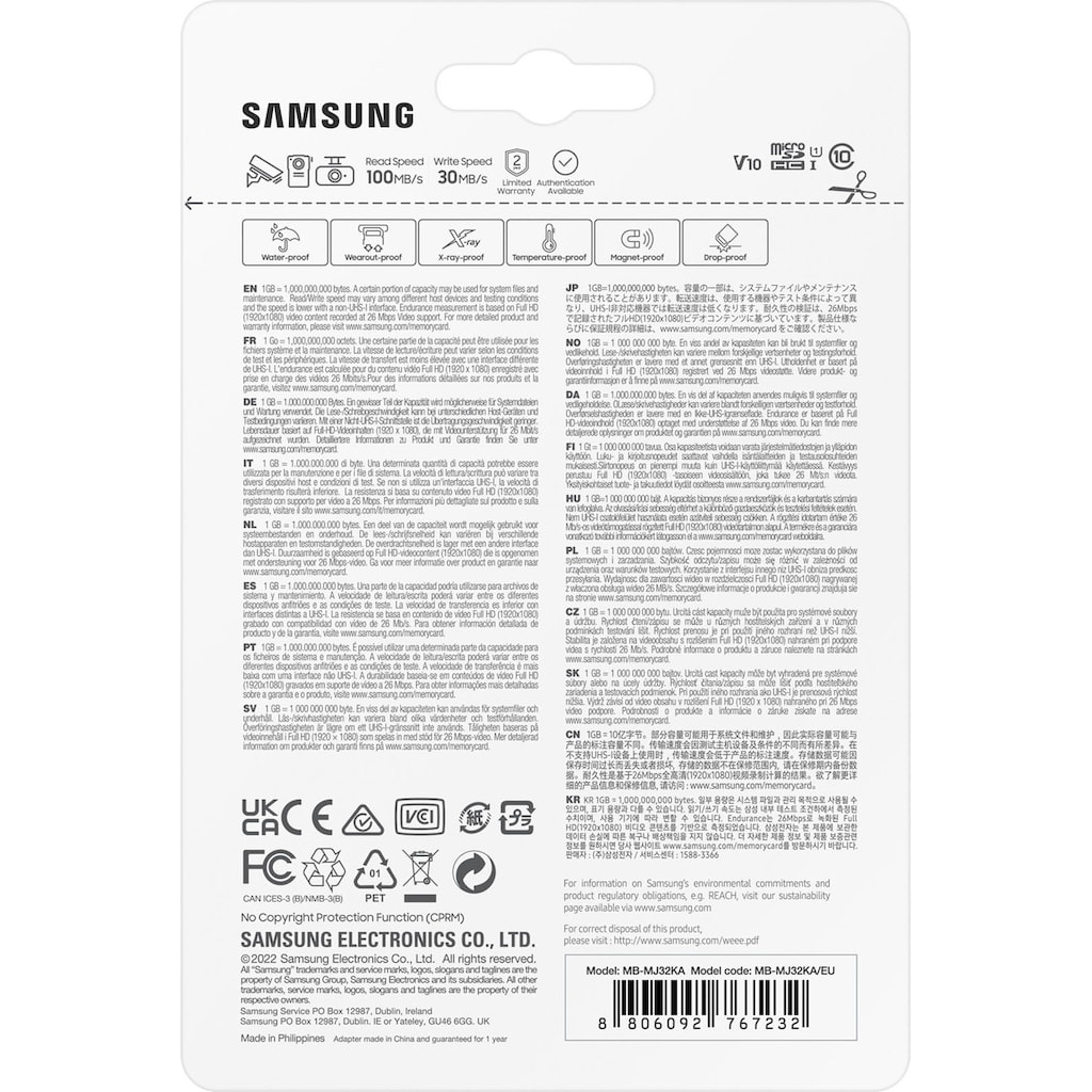 Samsung Speicherkarte »microSD PRO Endurance«, (Class 10 100 MB/s Lesegeschwindigkeit)