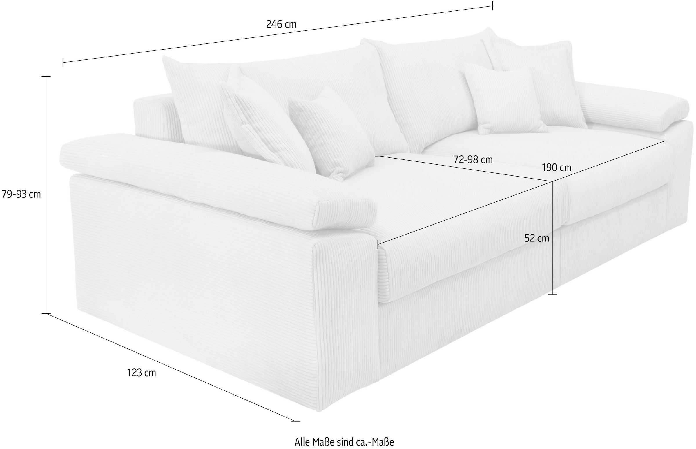 Home affaire Big-Sofa »Soft&Cosy XL«, Mega Sofa, in Cord, inkl. Kissen