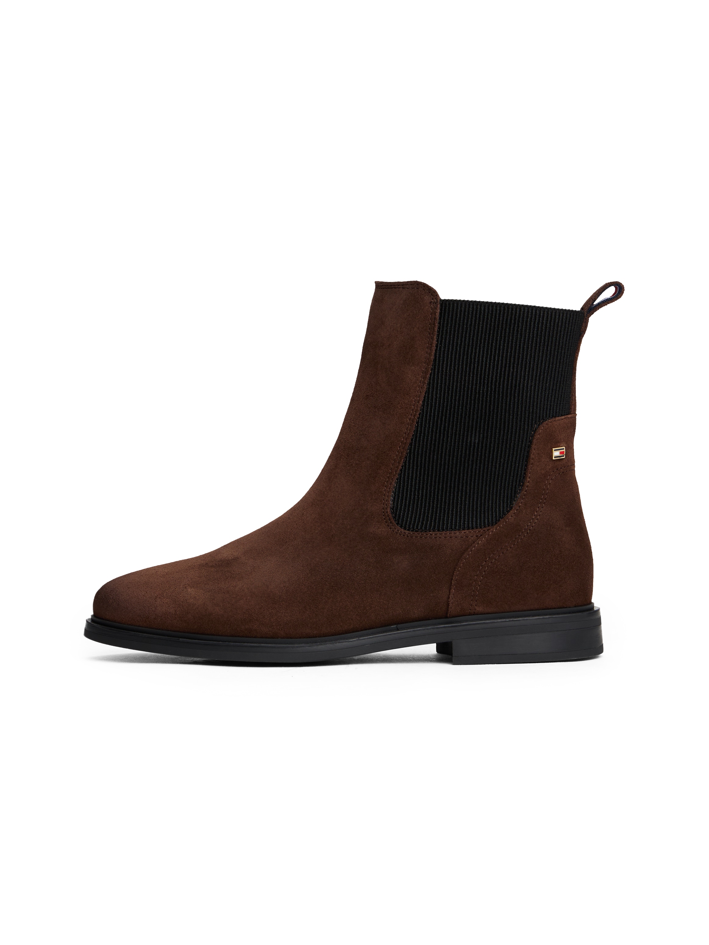 Tommy Hilfiger Chelseaboots »FLAG SUEDE CHELSEA BOOT«, Stiefelette, Businessschuh mit Hardcover-Flagge an der Ferse
