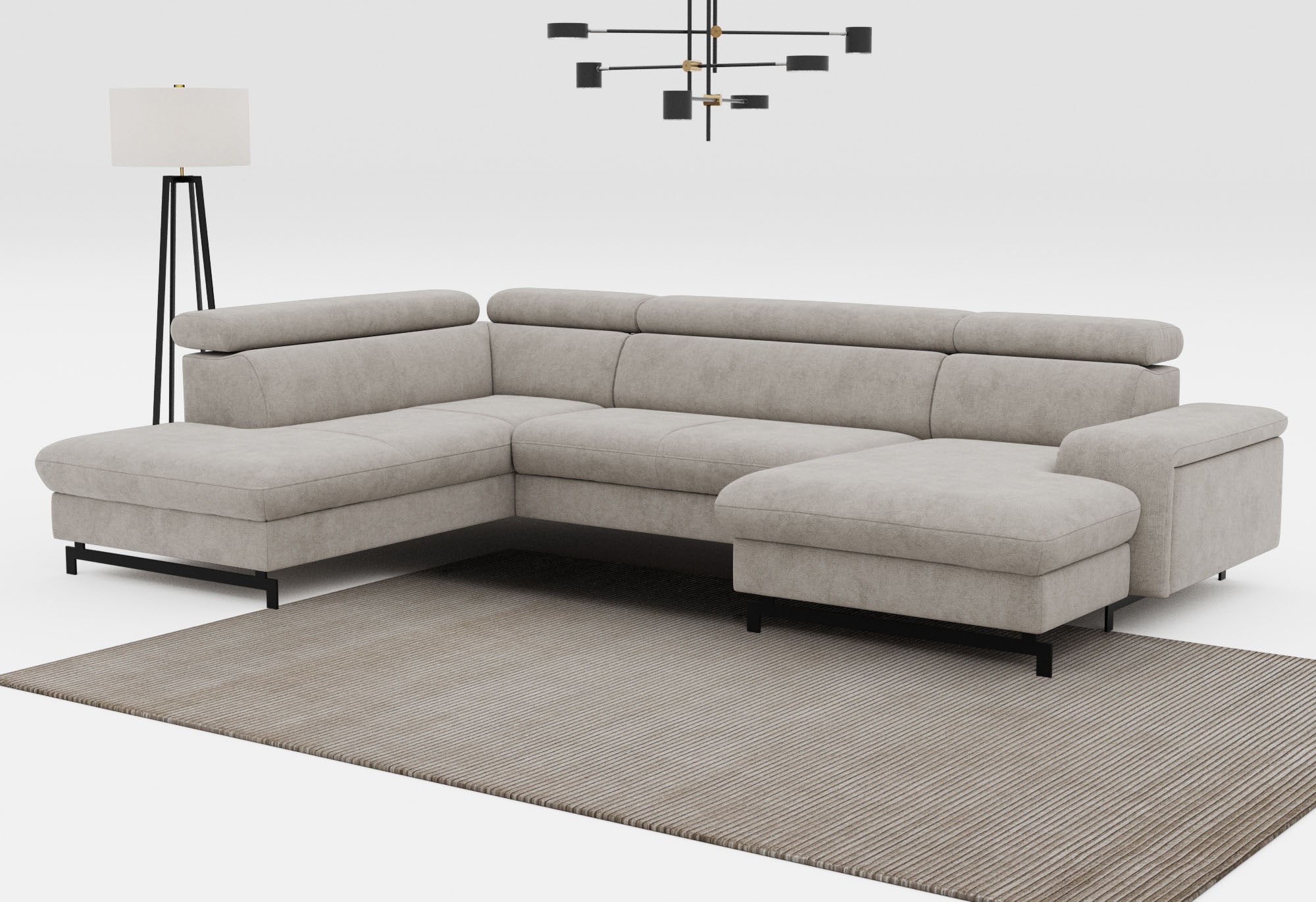 COTTA Wohnlandschaft "Emma U-Form, B: 328 cm" mit Kopfteilverstellung, optional Schlaffunktion & Bettkasten