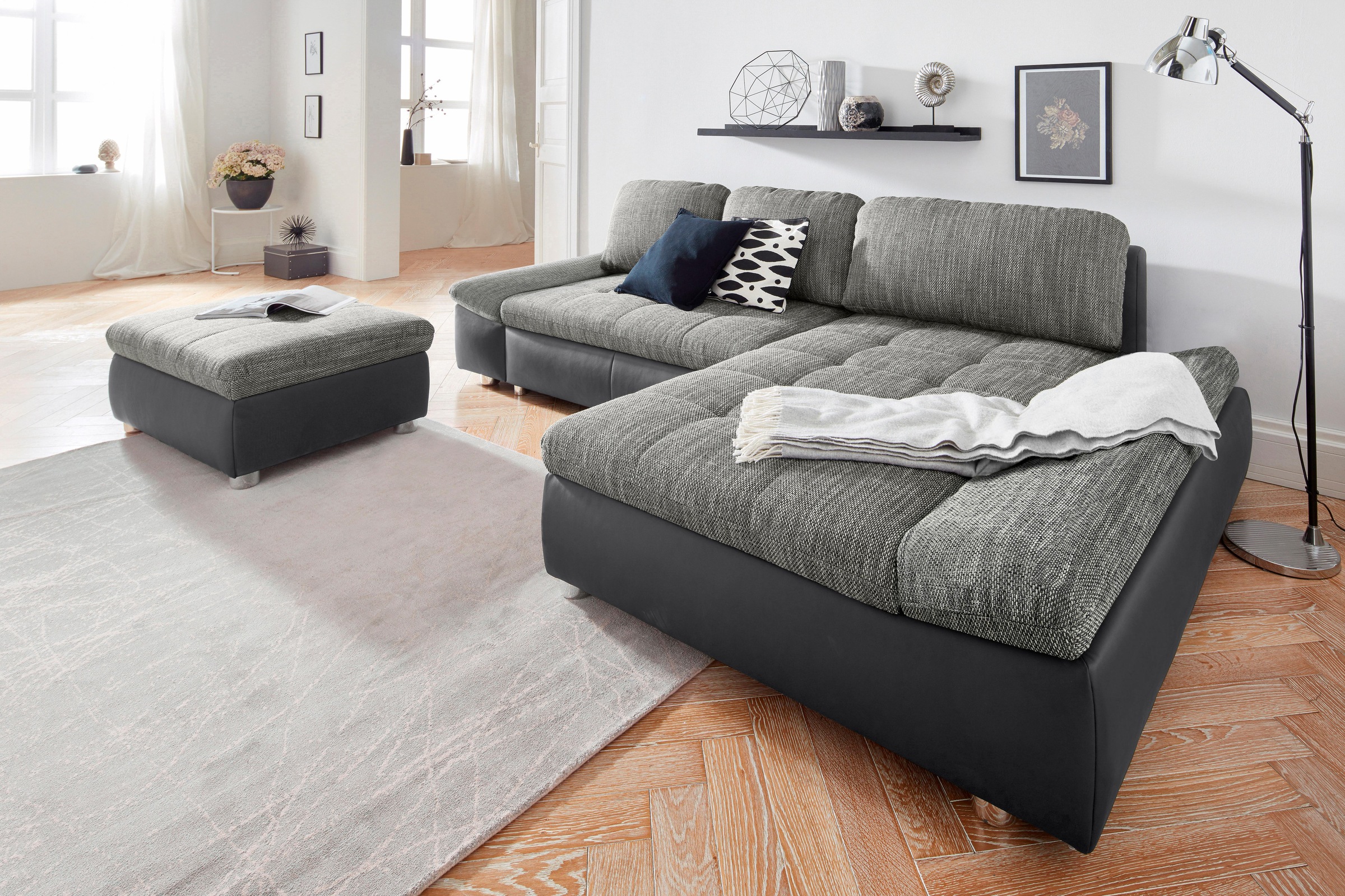 sit&more Ecksofa "Bergamo L-Form", wahlweise mit Bettfunktion, Bettkasten und Armteilfunktion