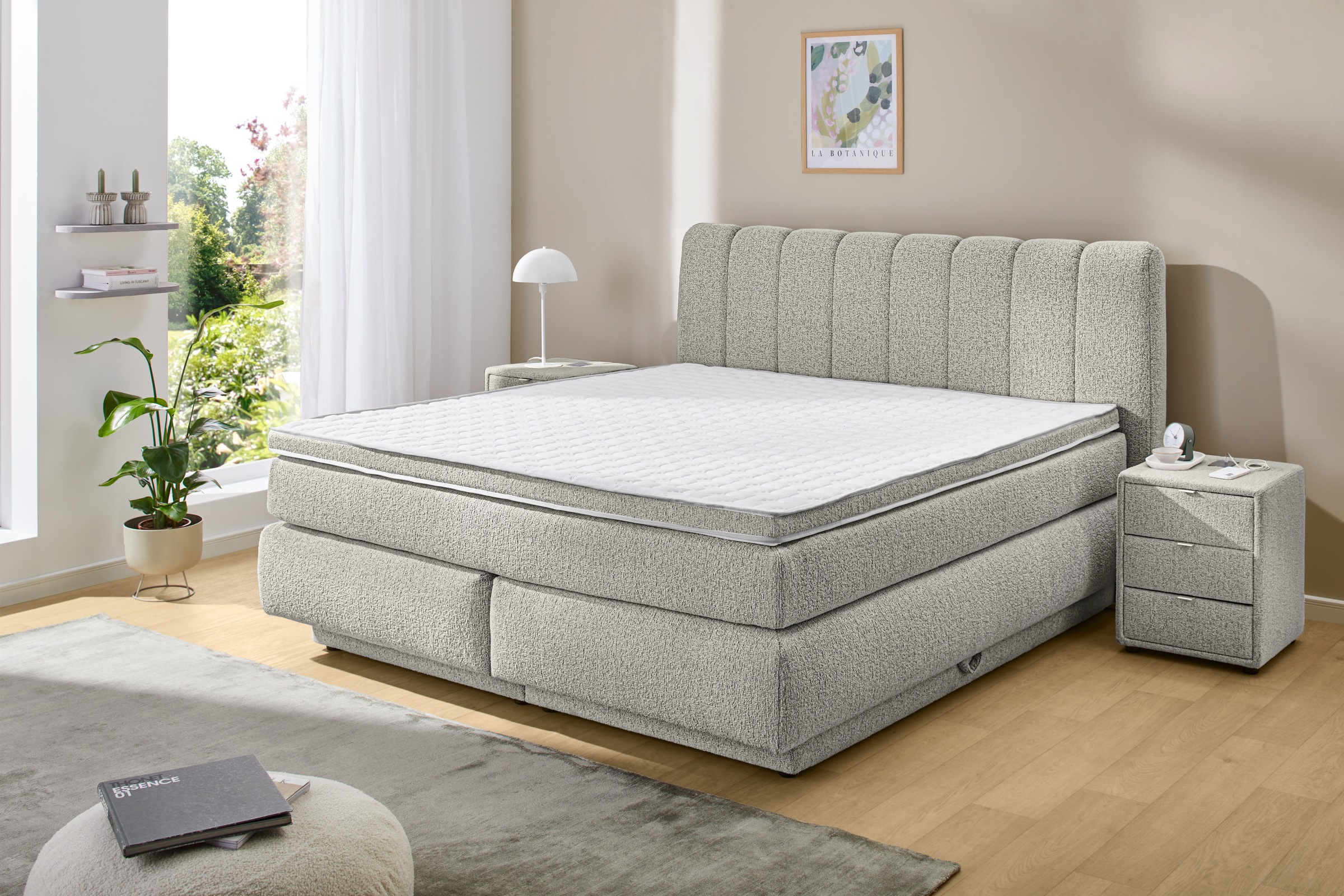 Jockenhöfer Gruppe Boxspringbett "TILDA, wahlweise mit Bettkasten, mit Taschenfederkernmatratze H3-H4" mit Kaltschaumtopper, hochwertiger Strukturstoff-Bezug, 180x200cm