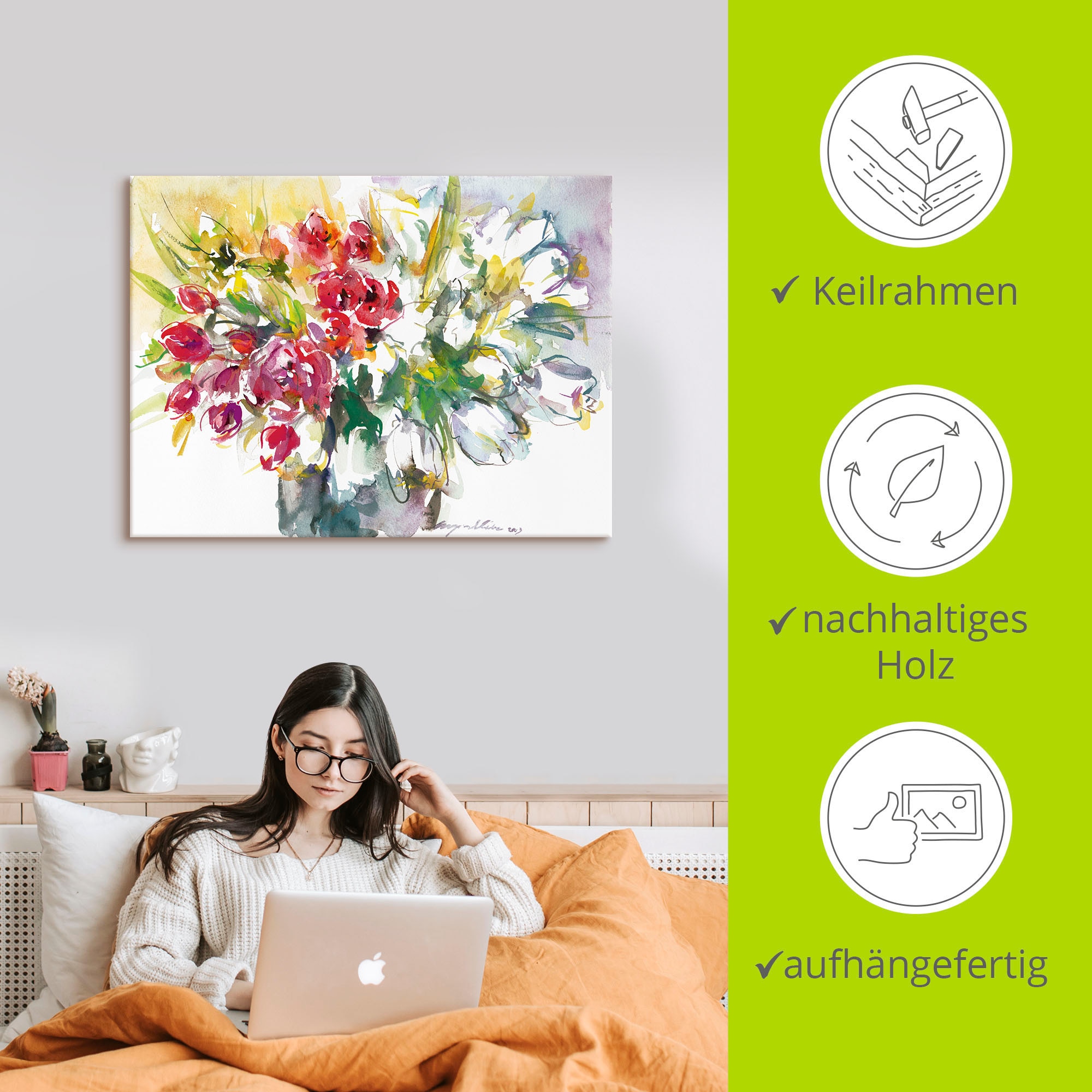 Artland Wandbild »Blumenstrauß IV«, Blumen, (1 St.), als Leinwandbild, Poster in verschied. Größen