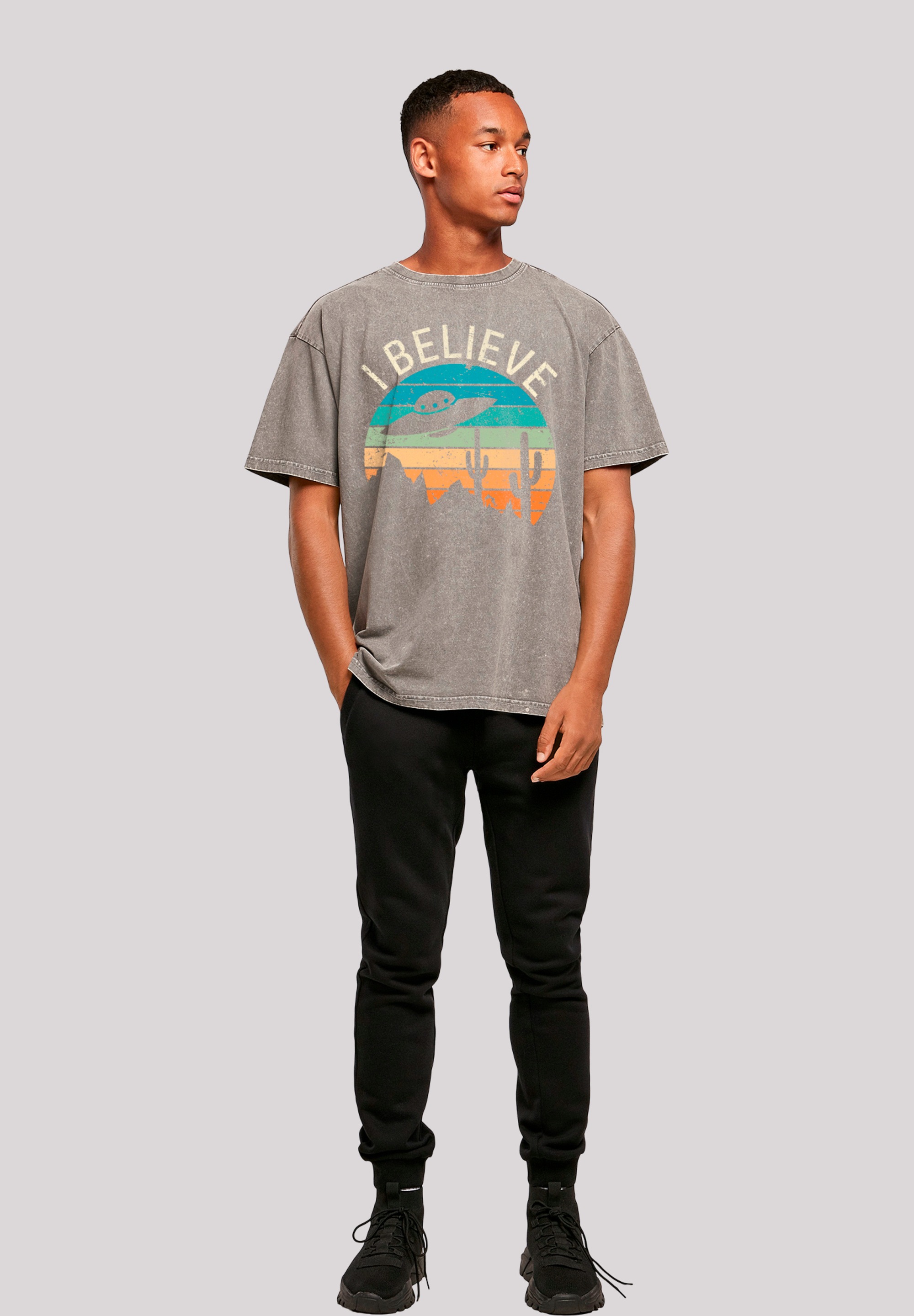 F4NT4STIC T-Shirt »I Believe UFO Alien Sonnenuntergang«, Premium Qualität