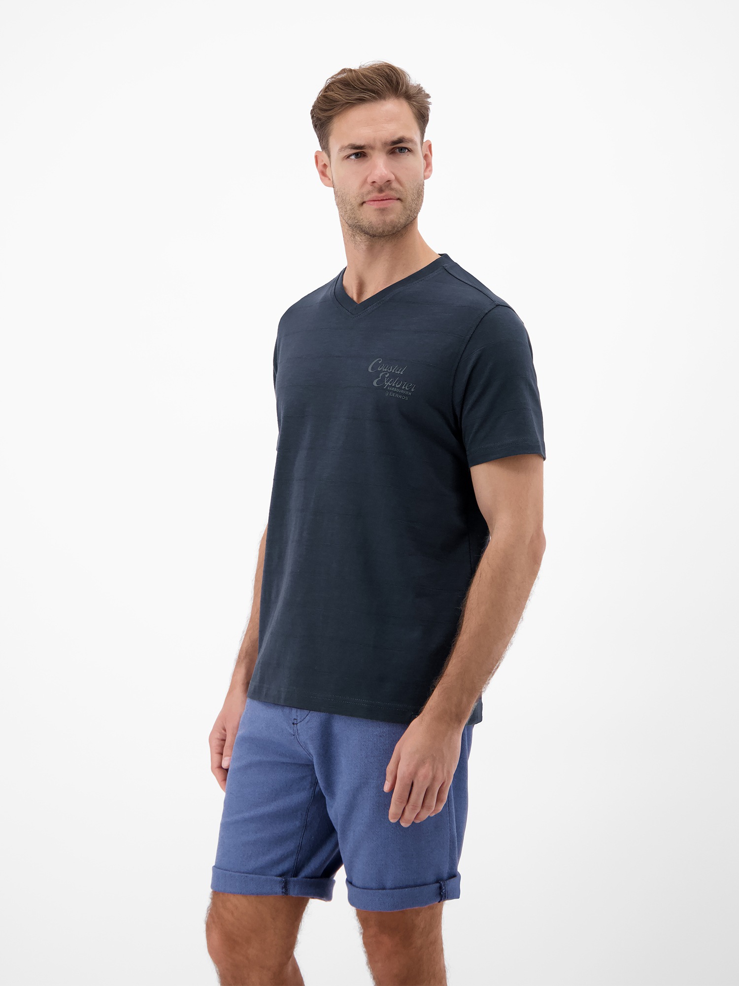 LERROS T-Shirt »T-Shirt mit V-Neck in Strickqualität«