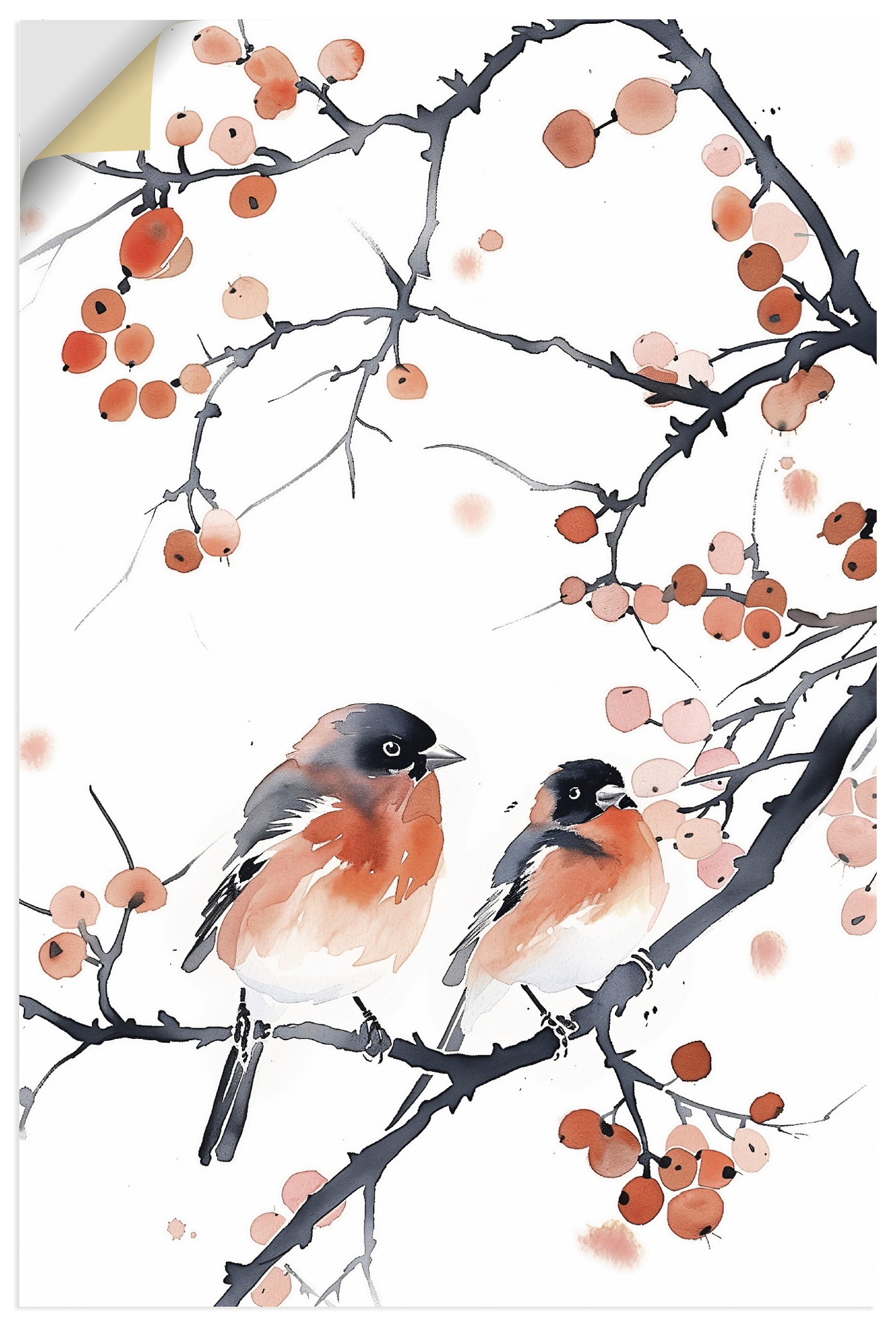 Wandbild ARTLAND "Aquarell Gimpel", farbe bild(er): rot, B:80cm H:120cm, Bilder, als Alubild, Leinwandbild, Poster, Wandaufkleber in verschied. Größen
