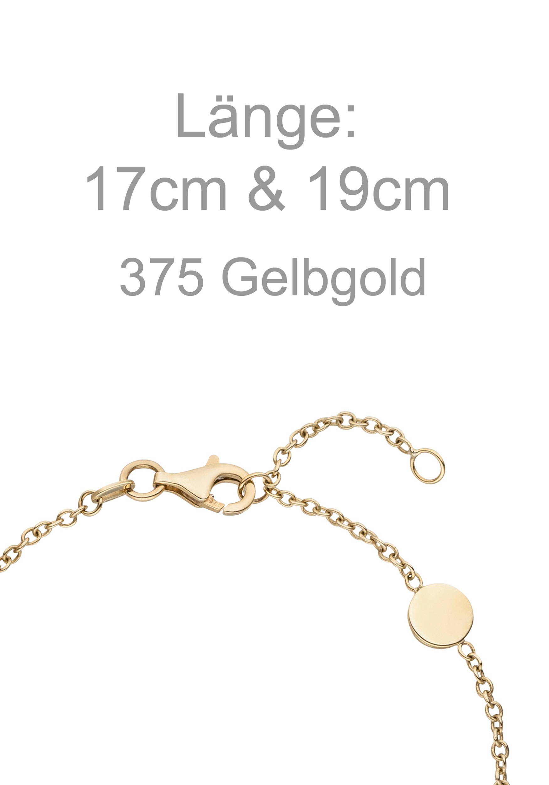 Armband JOBO "Goldarmband", gelbgold 375, Armbänder, Damen, 19cm, Gelbgold 375, Armband, 375 Gold mit Plättchen 19 cm 2