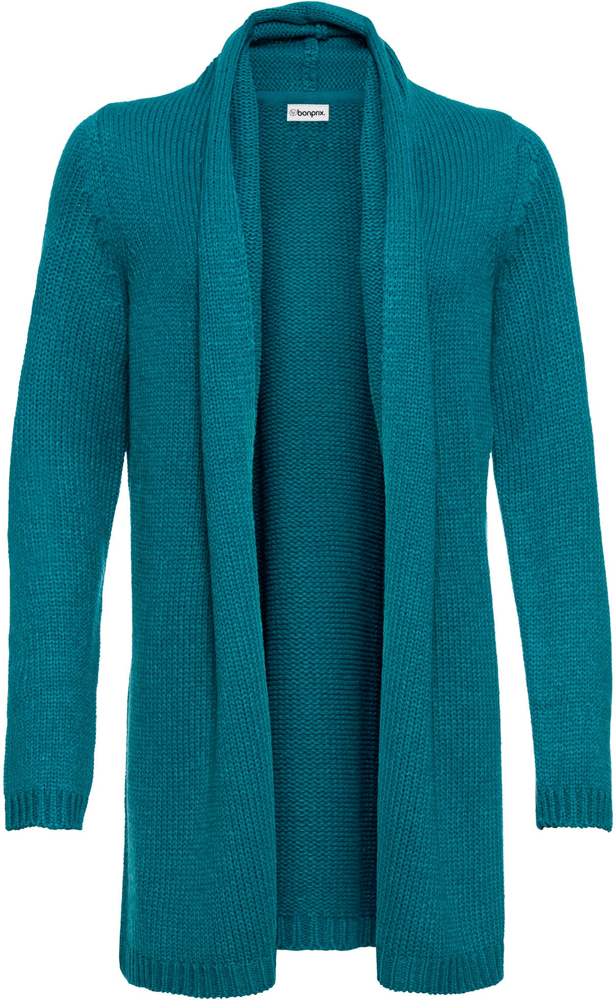 bonprix Longstrickjacke Loose fit, mit Rippstrick an Ärmeln und Saum, mit Schalkragen