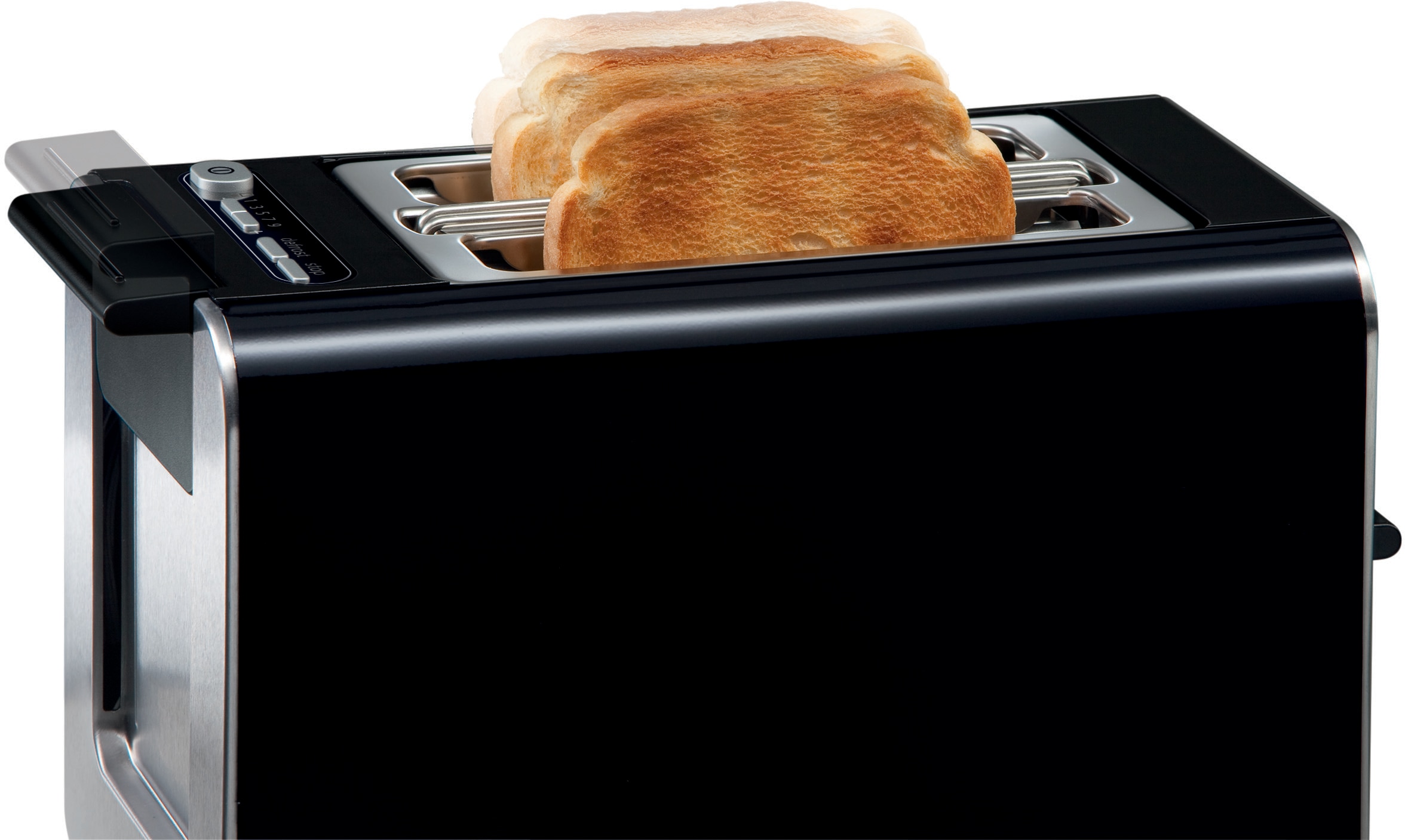 BOSCH Toaster »Styline TAT8613N, integrierter Brötchenaufsatz, Liftfunktion,«, 860 W, Auftaufunktion, Abschaltautomatik, Brotzentrierung, Edelstahl/schwarz