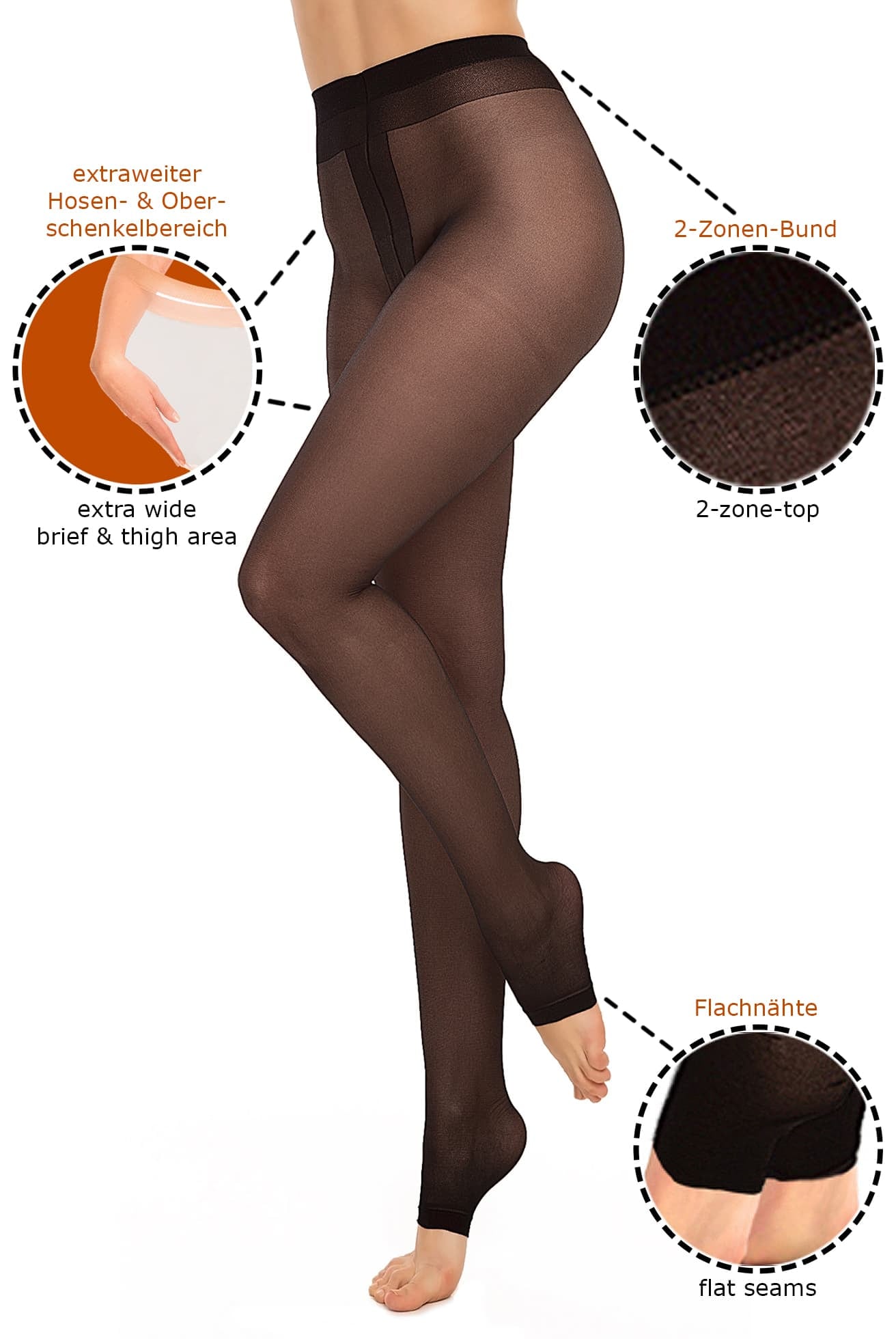 GLAMORY Feinstrumpfhose »My Size« 20 zehenoffen, elastisch, plus size