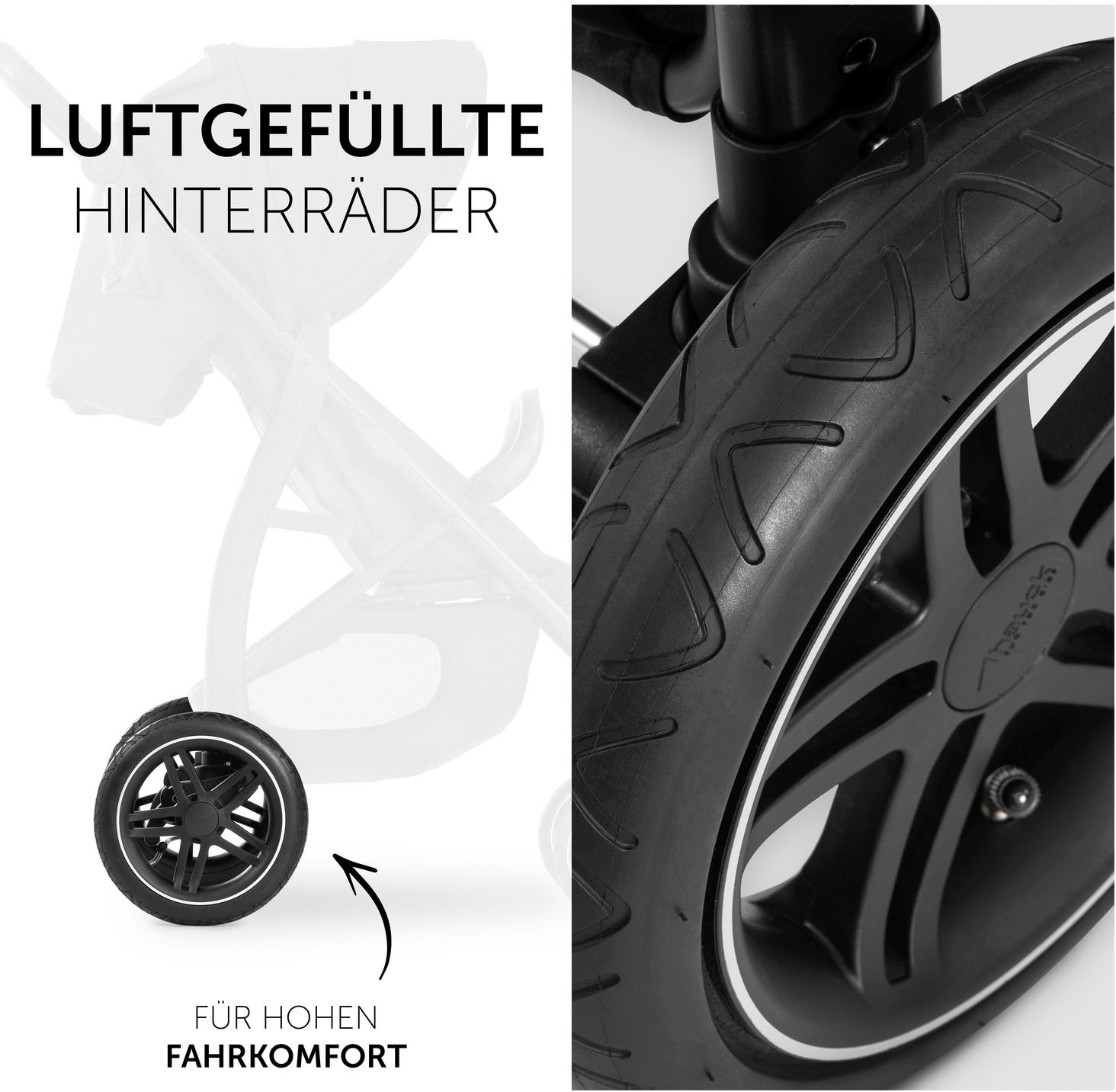 Hauck Kinder-Buggy »Rapid 4D Air, black«, mit verlängerbarem 3-Zonen Verdeck