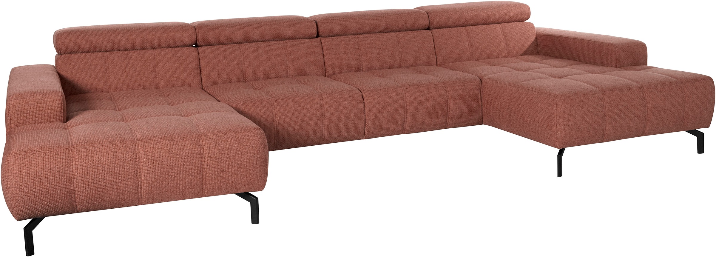 DOMO collection Wohnlandschaft »Cunelli tolle Sitznähte als Designelement, fester Sitzkomfort, U-Form«, wahlweise mit Kopfteilverstellung, bodenfrei