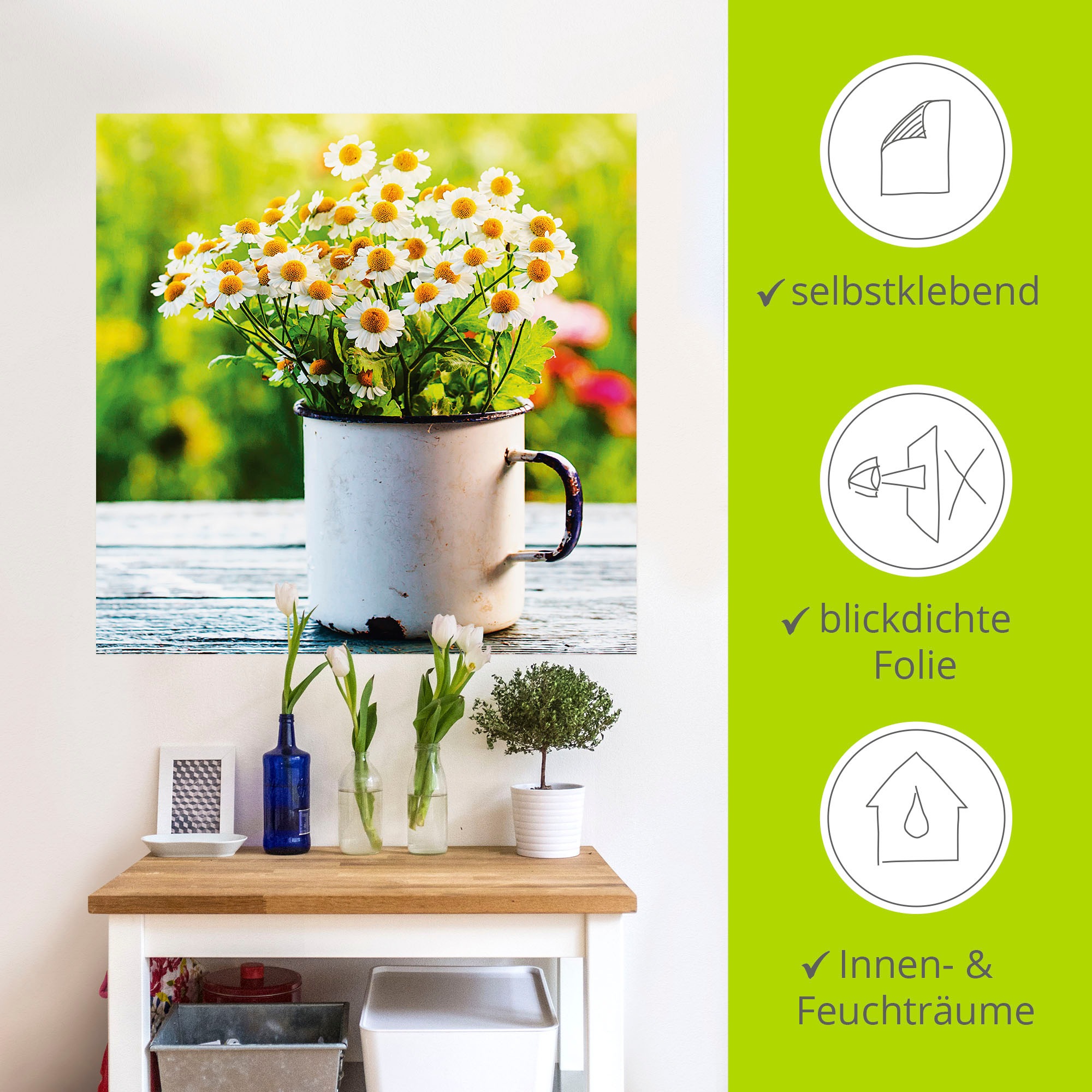 Artland Wandbild »Frühlingsgarten mit Gänseblümchen«, Blumen, (1 St.), als Leinwandbild, Poster, Wandaufkleber in verschied. Größen