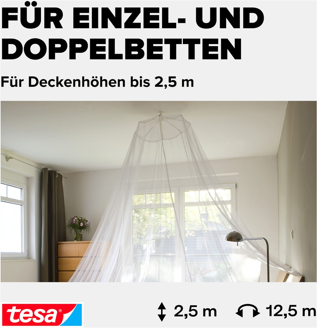 tesa Insektenschutz-Vorhang »Moskito Bettnetz Premium - für Doppelbetten« Packung, Fliegennetz, 1 Stk. tlg. INSECT STOP - 125 cm x 250 cm - Weiß (leichter Sichtschutz)