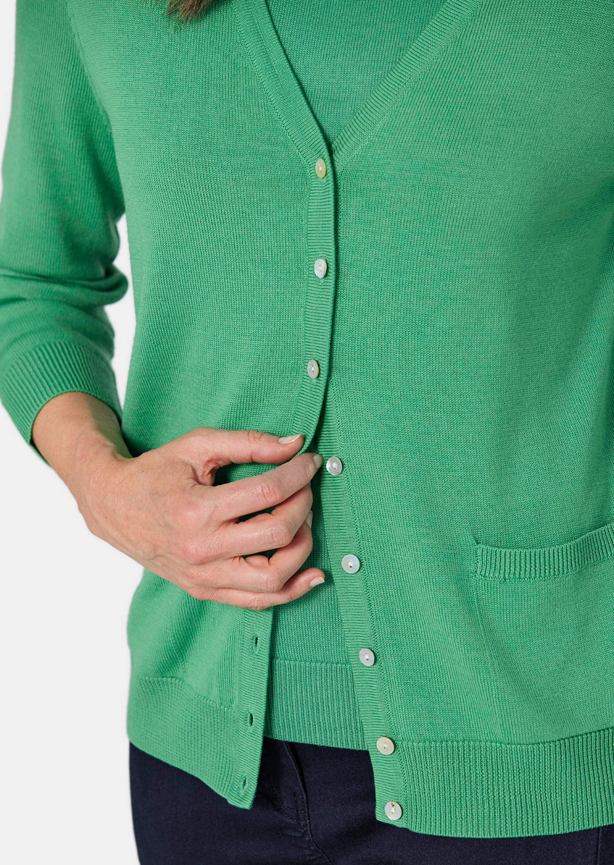 GOLDNER Strickpullover »Kurzgröße Strick-Twinset aus Merino-Schurwolle«
