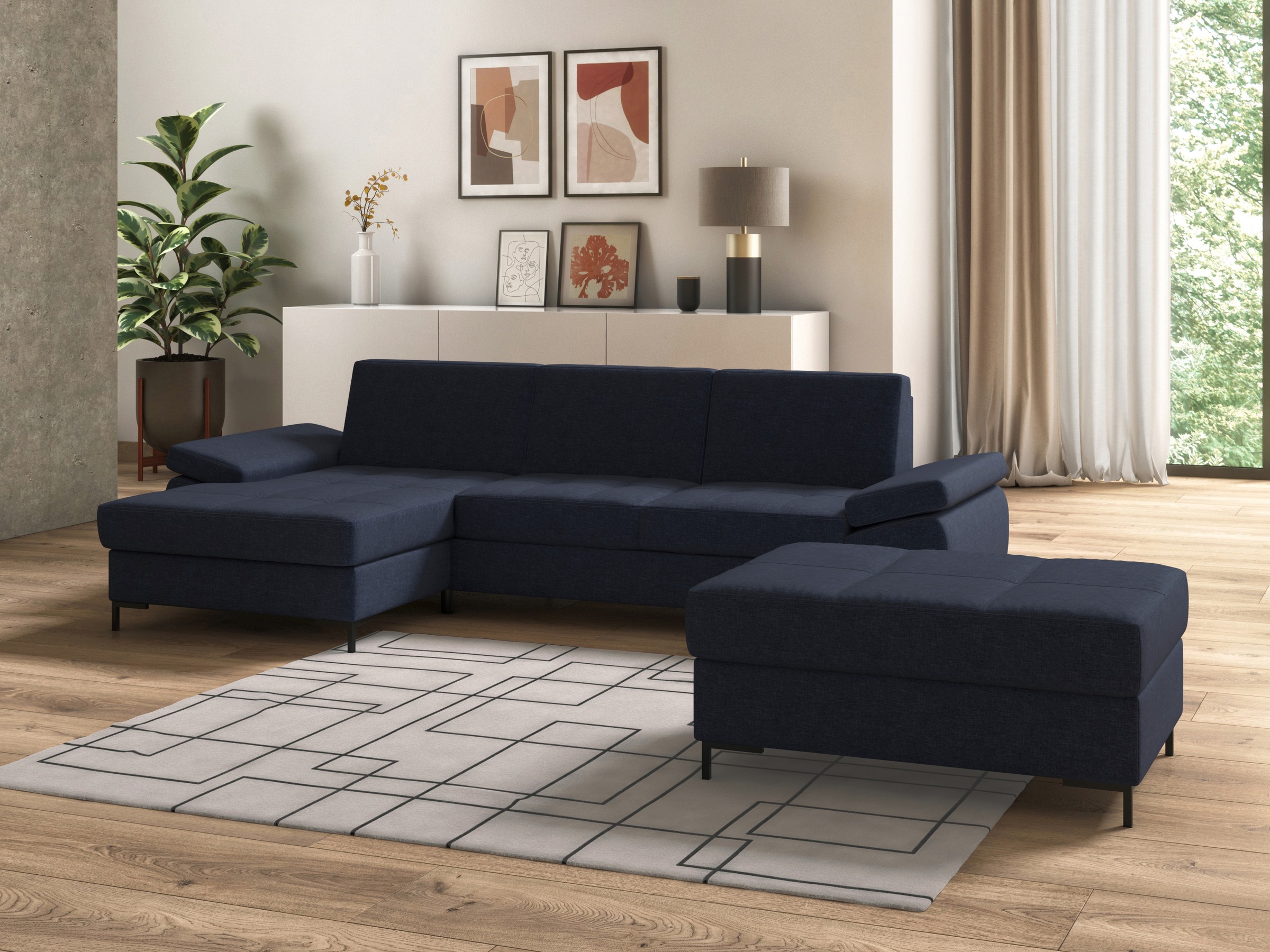 DOMO collection Ecksofa »Capelo, komfortabel, klare Linien zeichnen dieses Design aus, L-Form«, mit Armteilverstellung, wahlweise mit Bettfunktion, Federkern