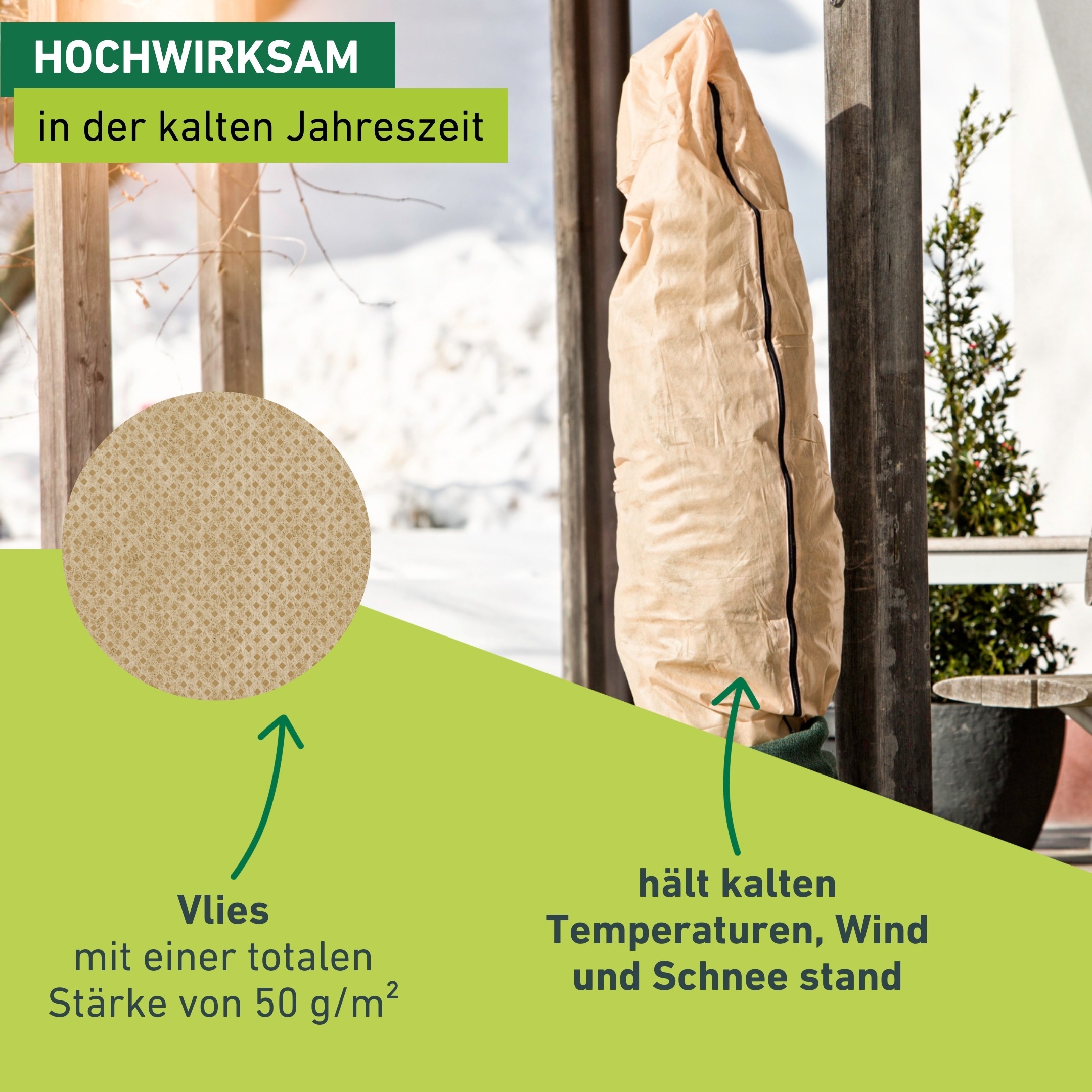 Windhager Winterschutzvlies »Winterschutz für Pflanzen mit Vogelmotiv, Vlieshaube« wasser- und luftdurchlässig, 1,4x2 m, Stärke 50 g/m2