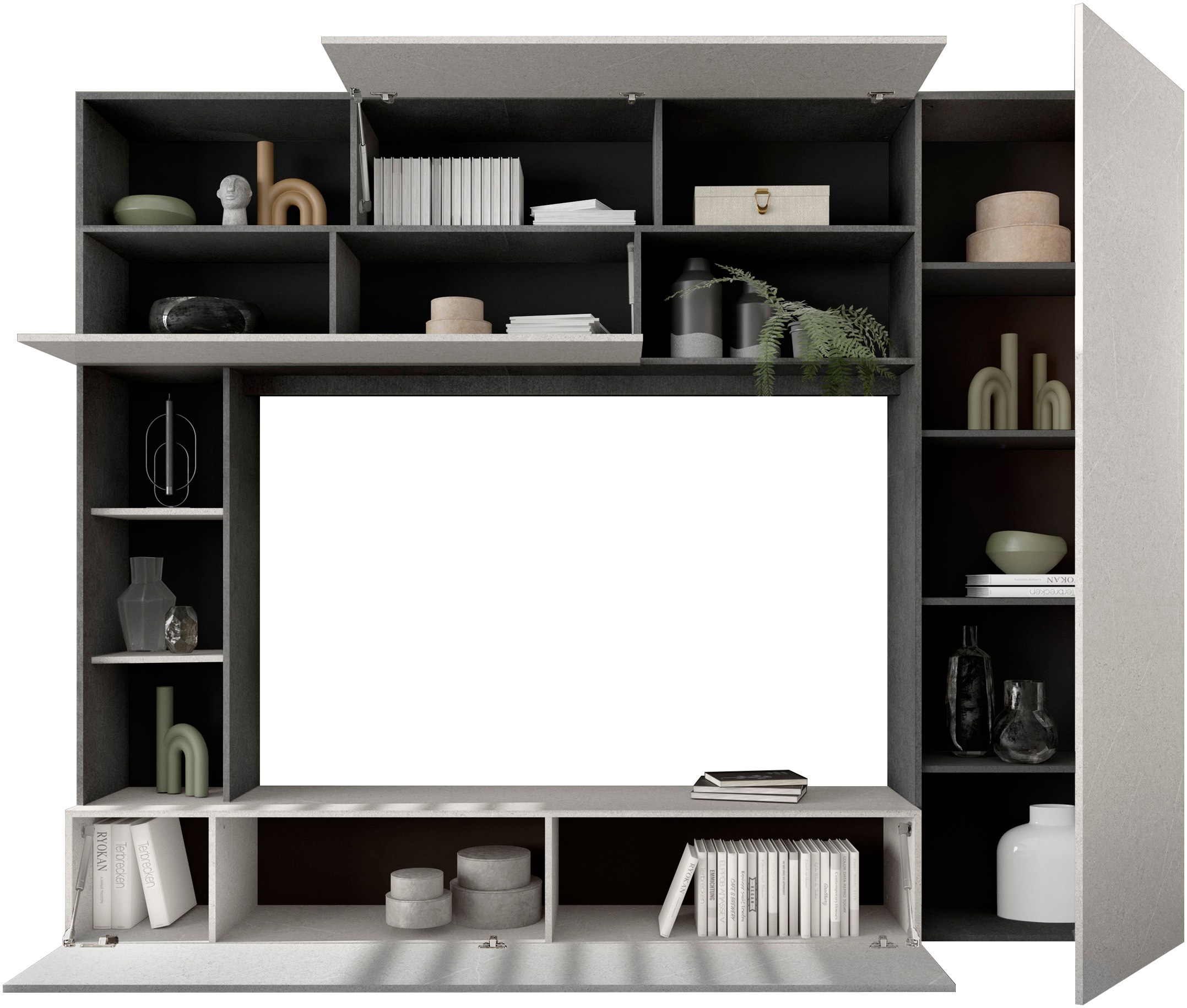 INOSIGN Wohnwand »PRATO, Breite 272 cm, Höhe 210 cm, Kompakt-Wohnwand,«, Mediawand, Schrankwand, moderne u. grifflose Optik, viel Stauraum