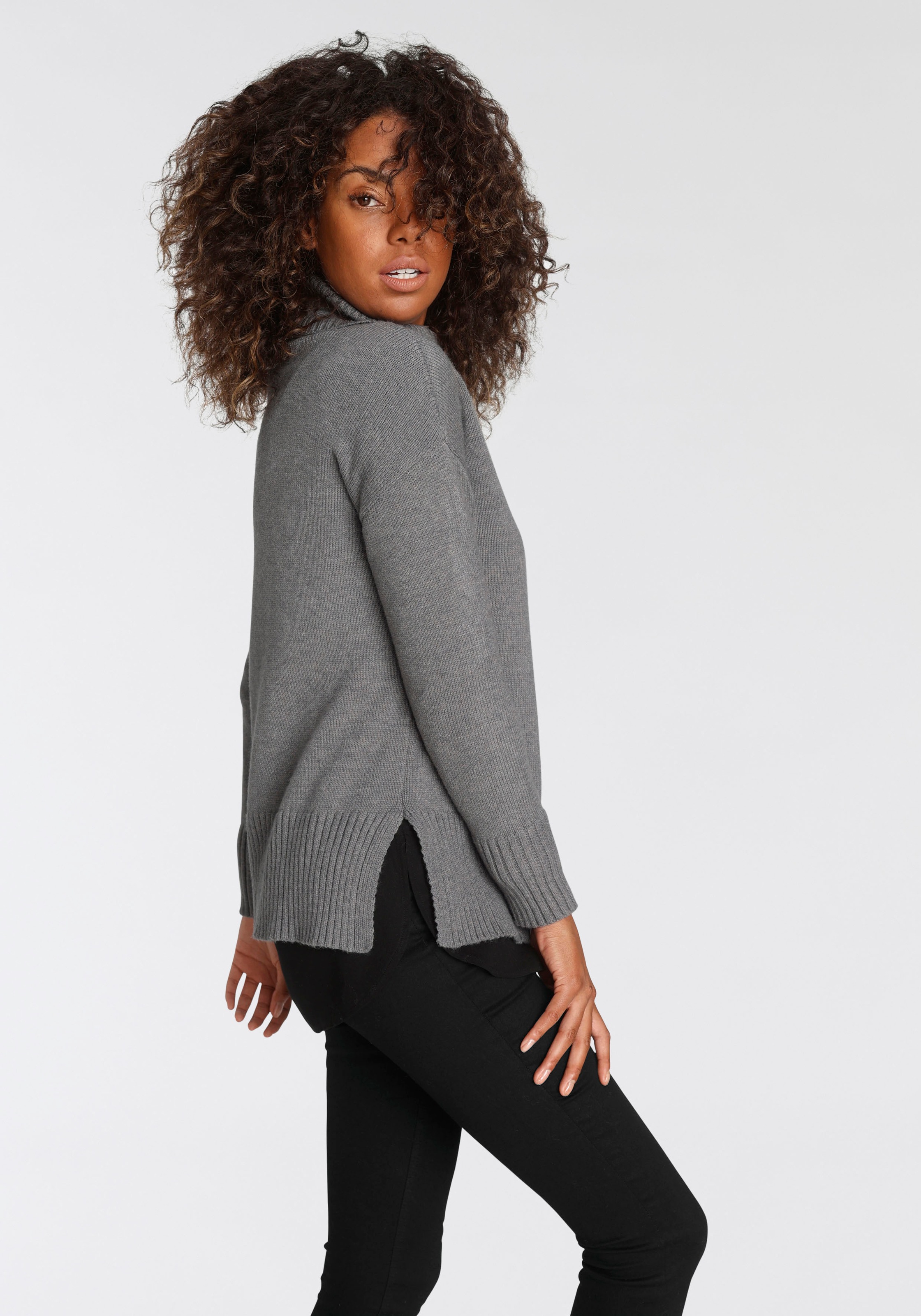 Thumbnail - Tamaris Rollkragenpullover in lässiger Form mit seitlichen Schlitzen