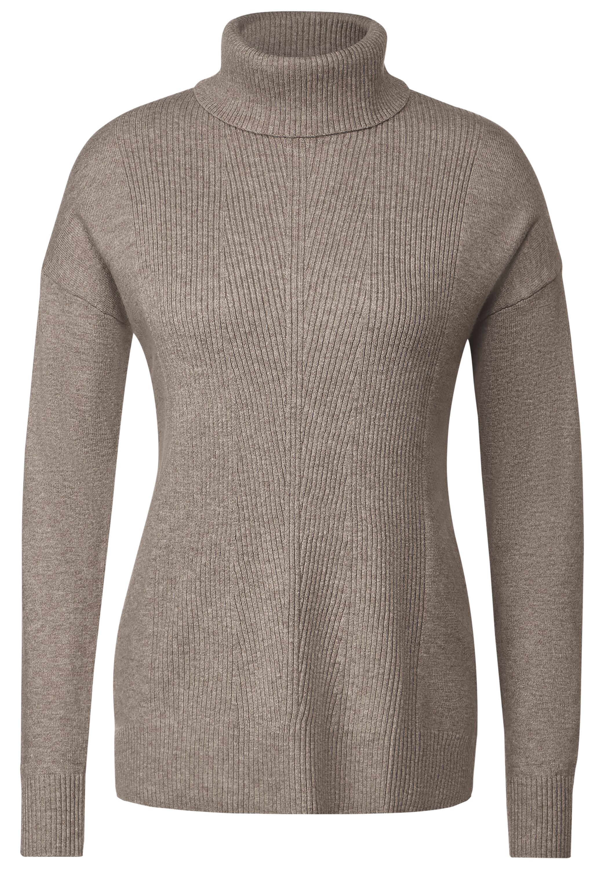 Cecil Rollkragenpullover, mit Rippstrick