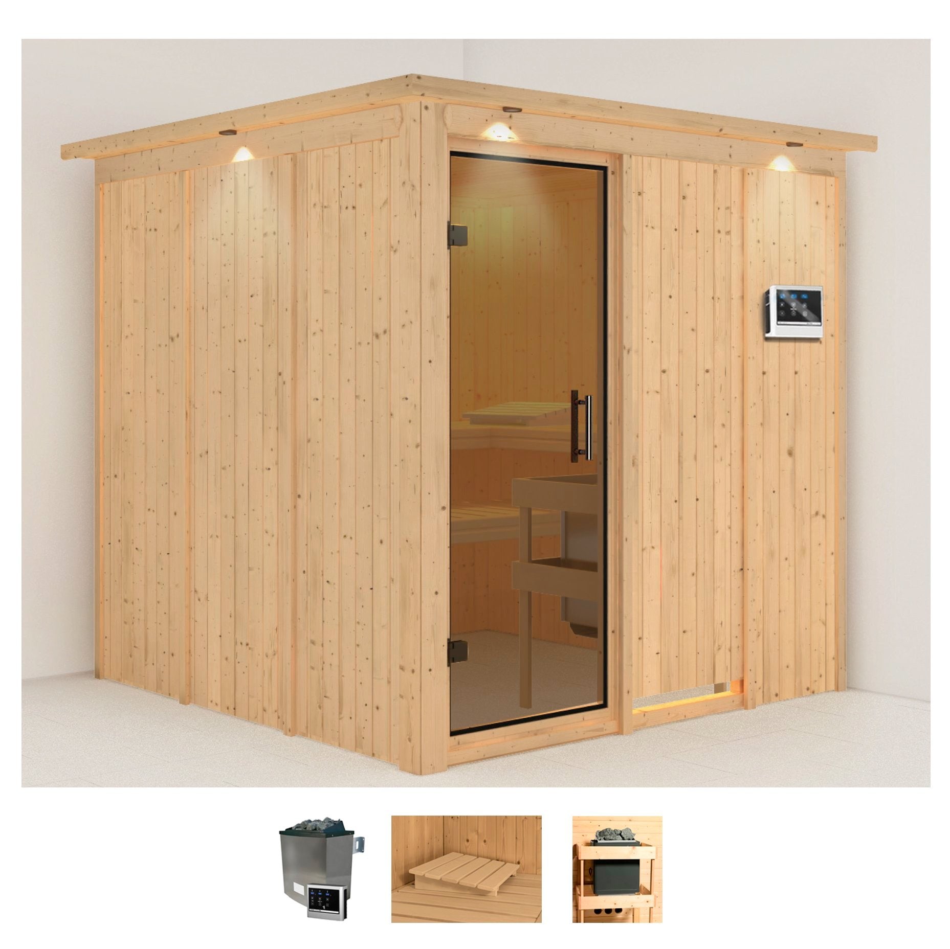 KARIBU Sauna "Rodin", Saunaofen, externe Steuerung, 9 kW, beige, Saunen, Ofen 9 KW externe Strg easy