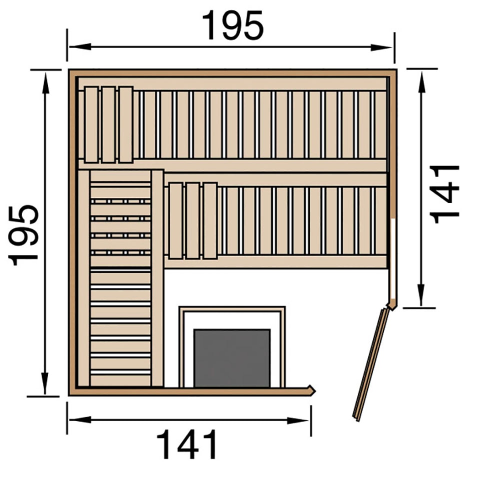 weka Sauna »Cubilis« Set,  7,5 kW-Ofen mit digitaler Steuerung