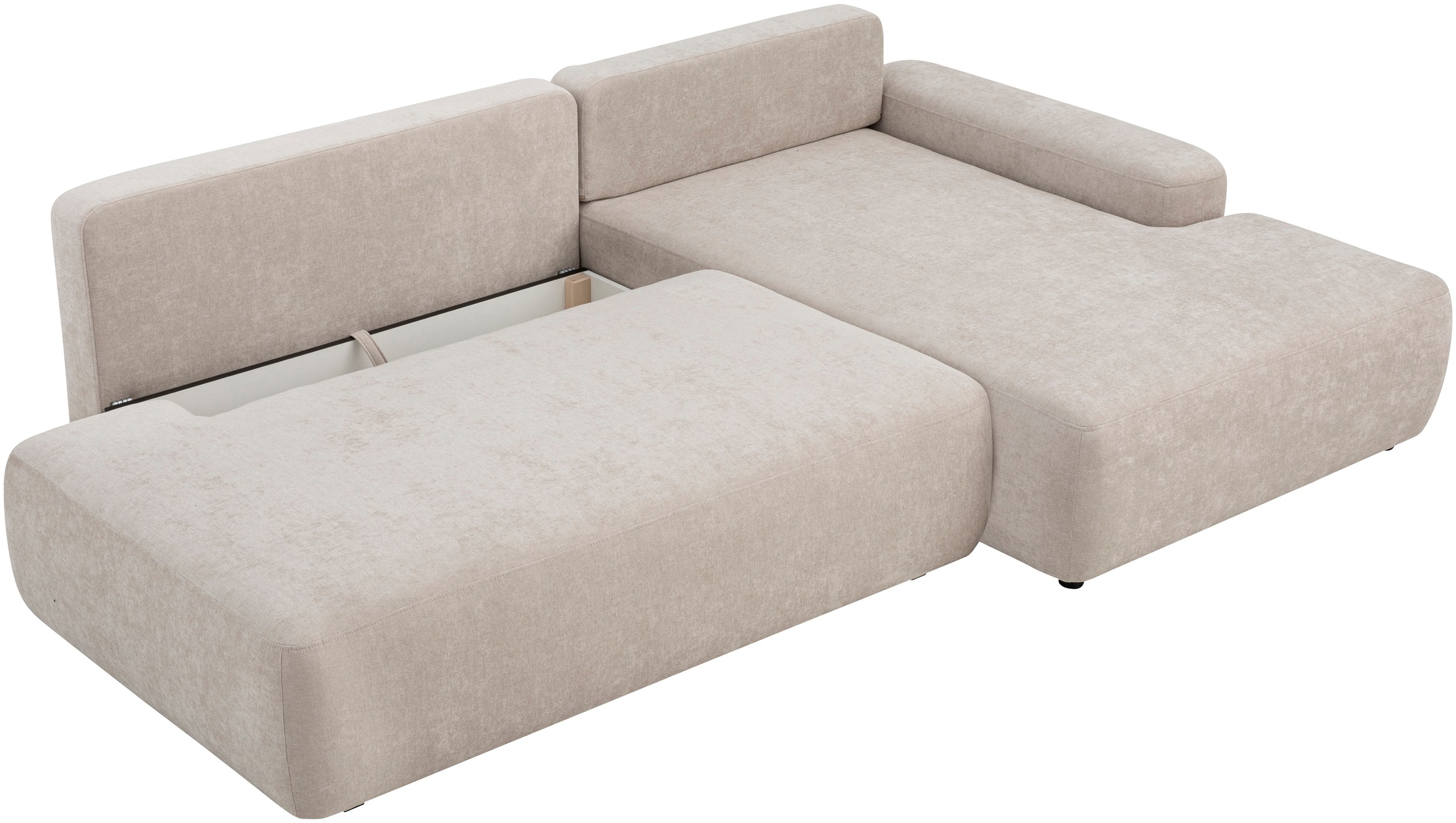 INOSIGN Ecksofa »TORGE, Schlafsofa Cord, Samtvelours u. Strukur fein, Couch in L-Form«, Schlaffunktion und Bettkasten, Liegefläche: 210x125 cm, neues Design