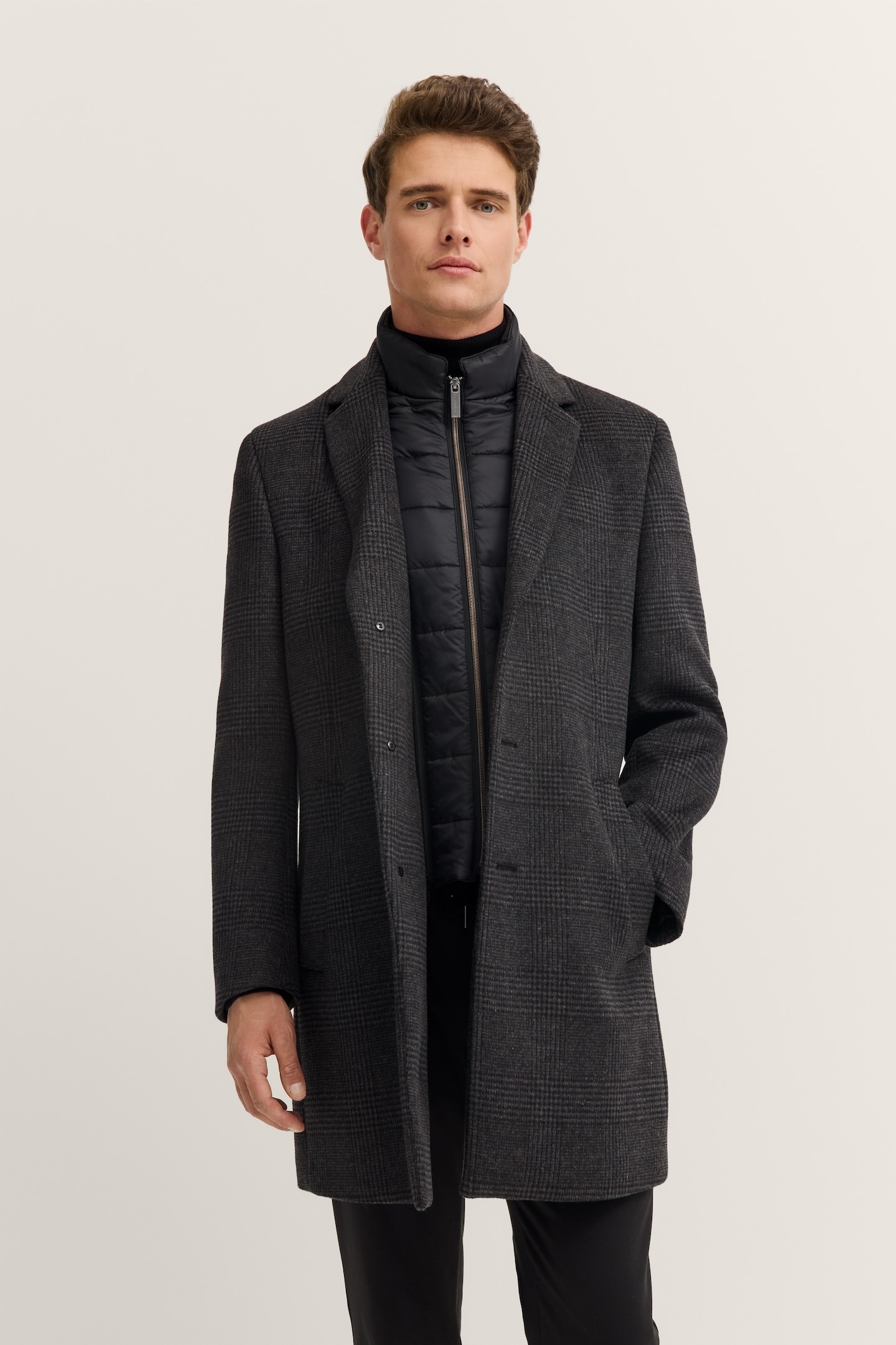 bugatti Kurzmantel "Flexcity Stretch" mit Glencheck-Karo und Westen-Einsatz günstig online kaufen