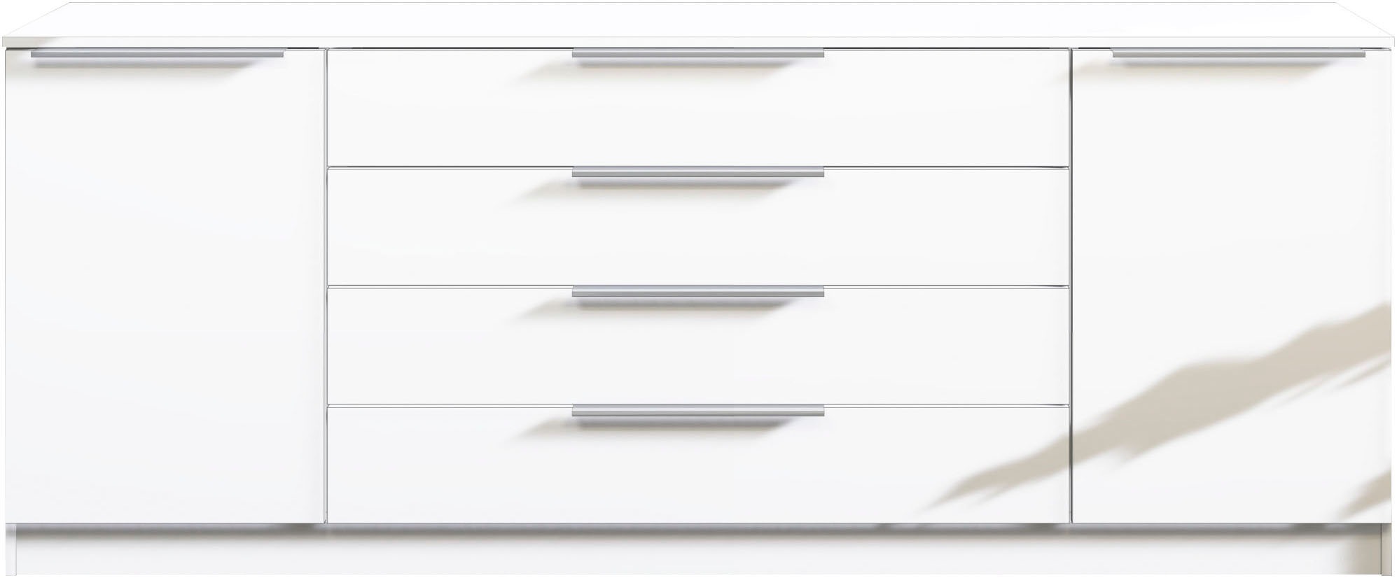 borchardt Möbel Kommode "Oliva, Kommode mit Metallgriffen" Modernes Sideboard mit 2 Türen und 4 Schubkästen, Breite 200 cm