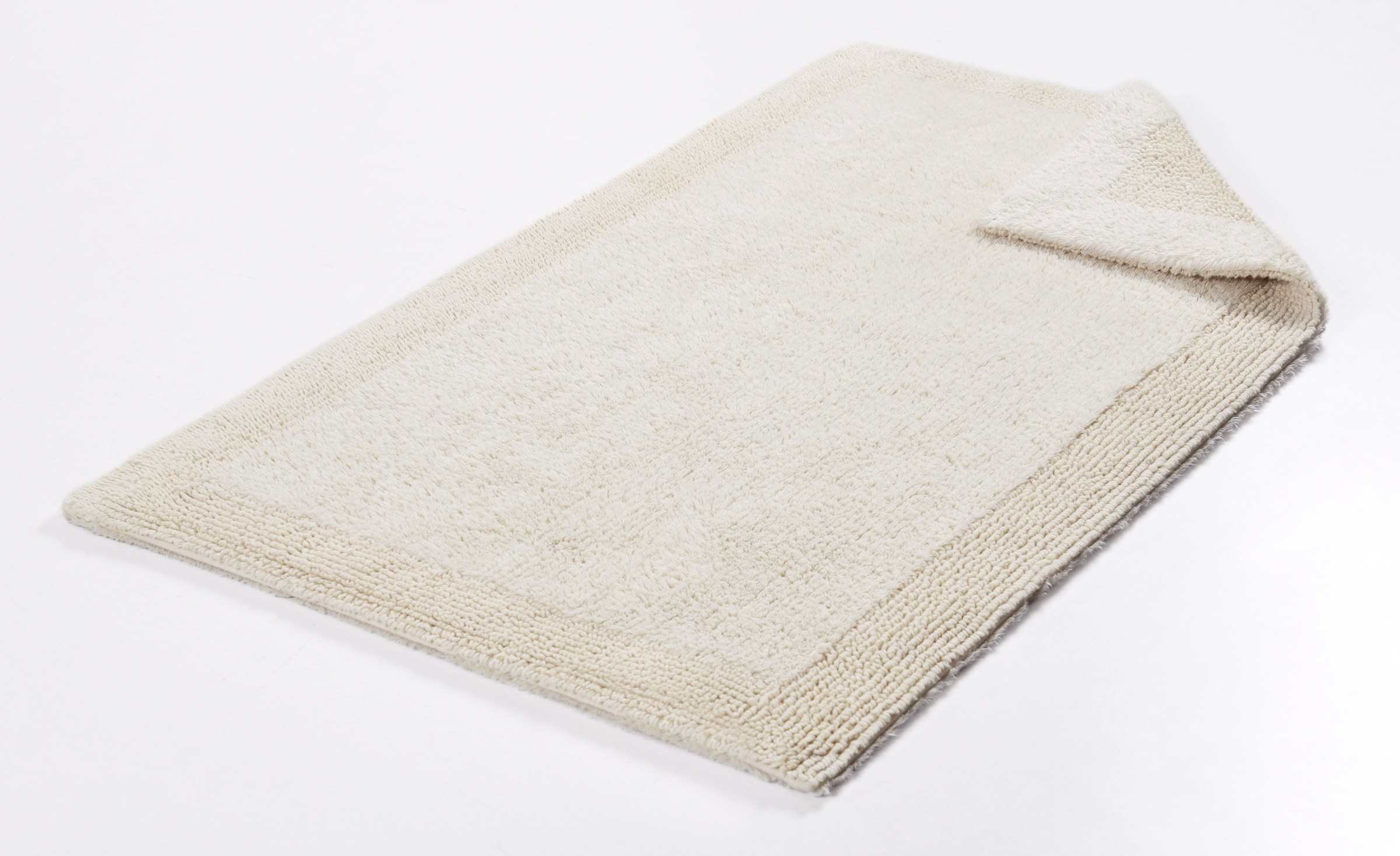 my home Badematte »Kapra, Badvorleger, Badezimmer Teppich«, beidseitig nutzbar-fußbodenheizungsgeeignet-strapazierfähig, mit Bordüre, Badteppich, Badematte, Baumwolle