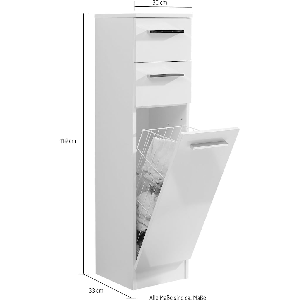 Saphir Unterschrank »Quickset 335 Badschrank, 1 Wäschekippe, 2 Schubladen, 30 cm breit«