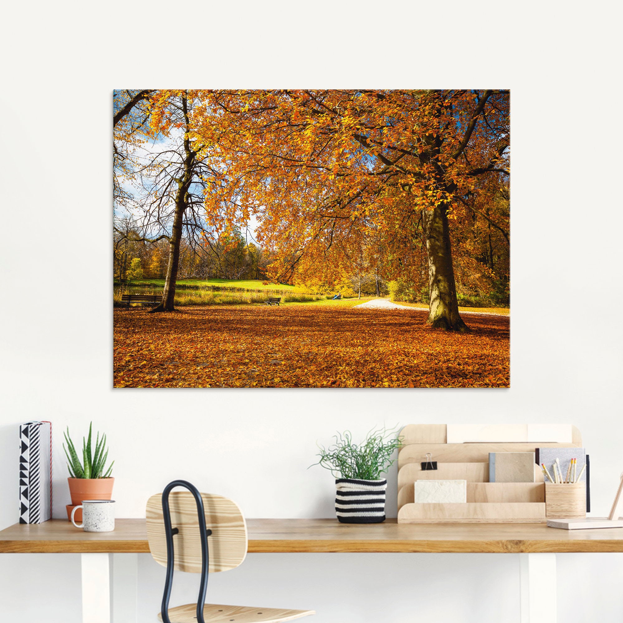 Artland Glasbild »Herbst bei Schlosses Nymphenburg«, Wiesen & Bäume, (1 St.), in verschiedenen Größen