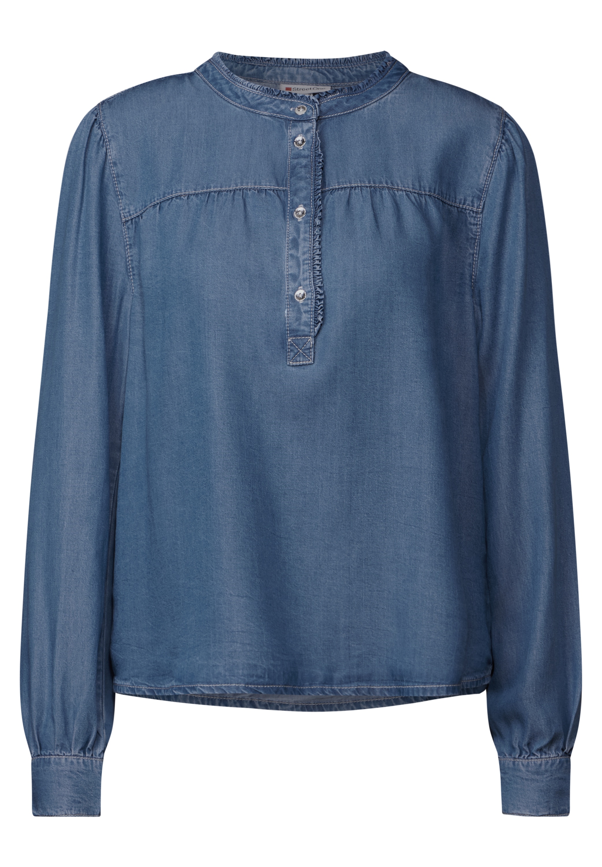 STREET ONE Jeansbluse, Kragen und halbe Knopfleiste am Ausschnitt
