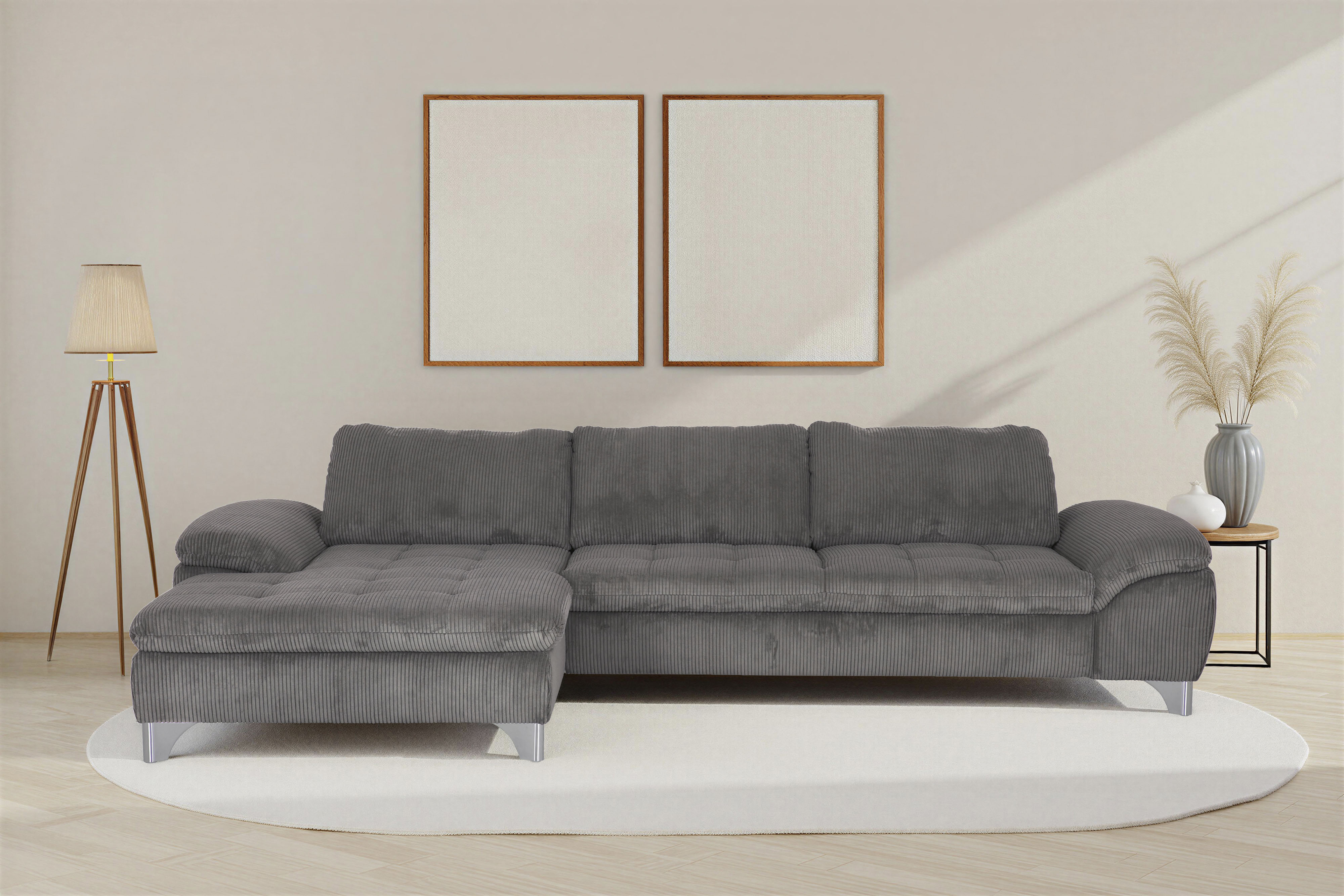 Die PlanBar Ecksofa "Recamiere MP-IN14007 L-Form, Breite 318 cm" wahlweise mit Schlaffunktion und verstellbaren Kopfstützen