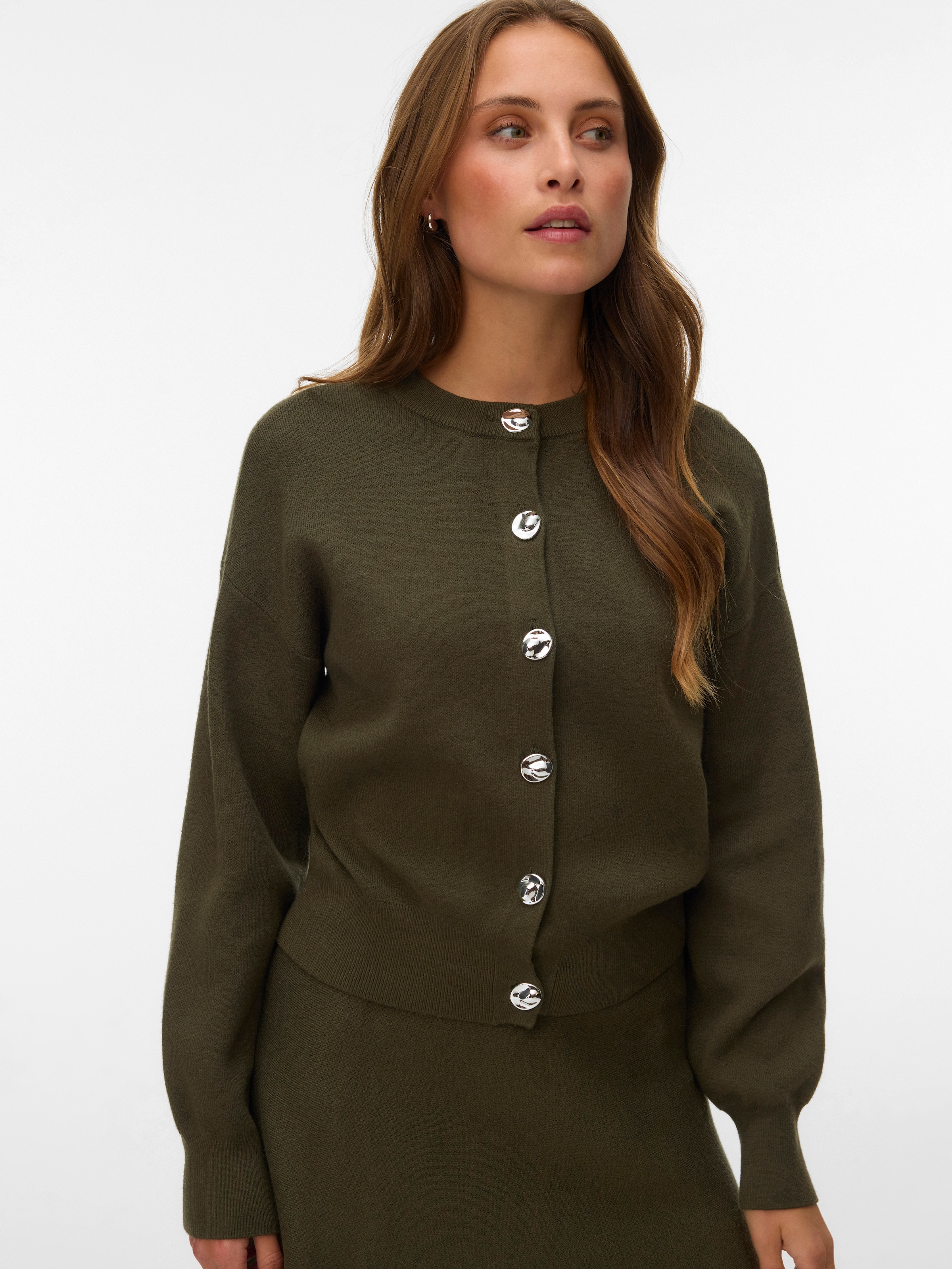 Vero Moda Strickjacke "VMNOELLA LS O-NECK CARDIGAN BOO" Materialmix