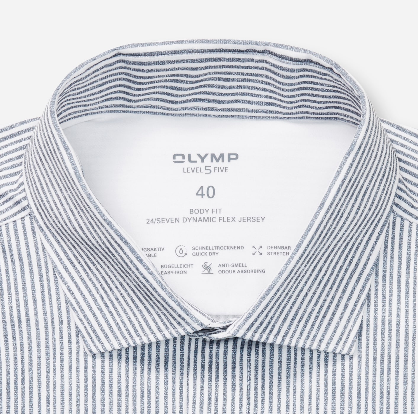 OLYMP Langarmhemd »24/7 - Level 5«, Flex Jersey, body fit, Anti Smell, Kentkragen