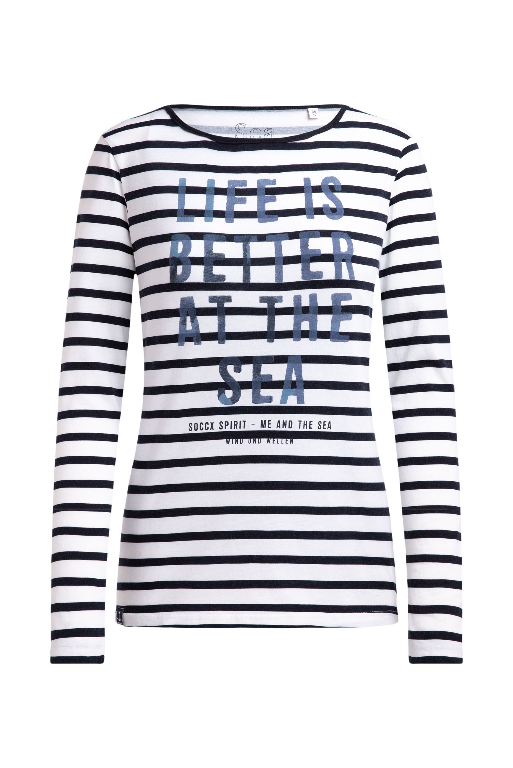 SOCCX Rundhalsshirt mit U-Boot-Ausschnitt