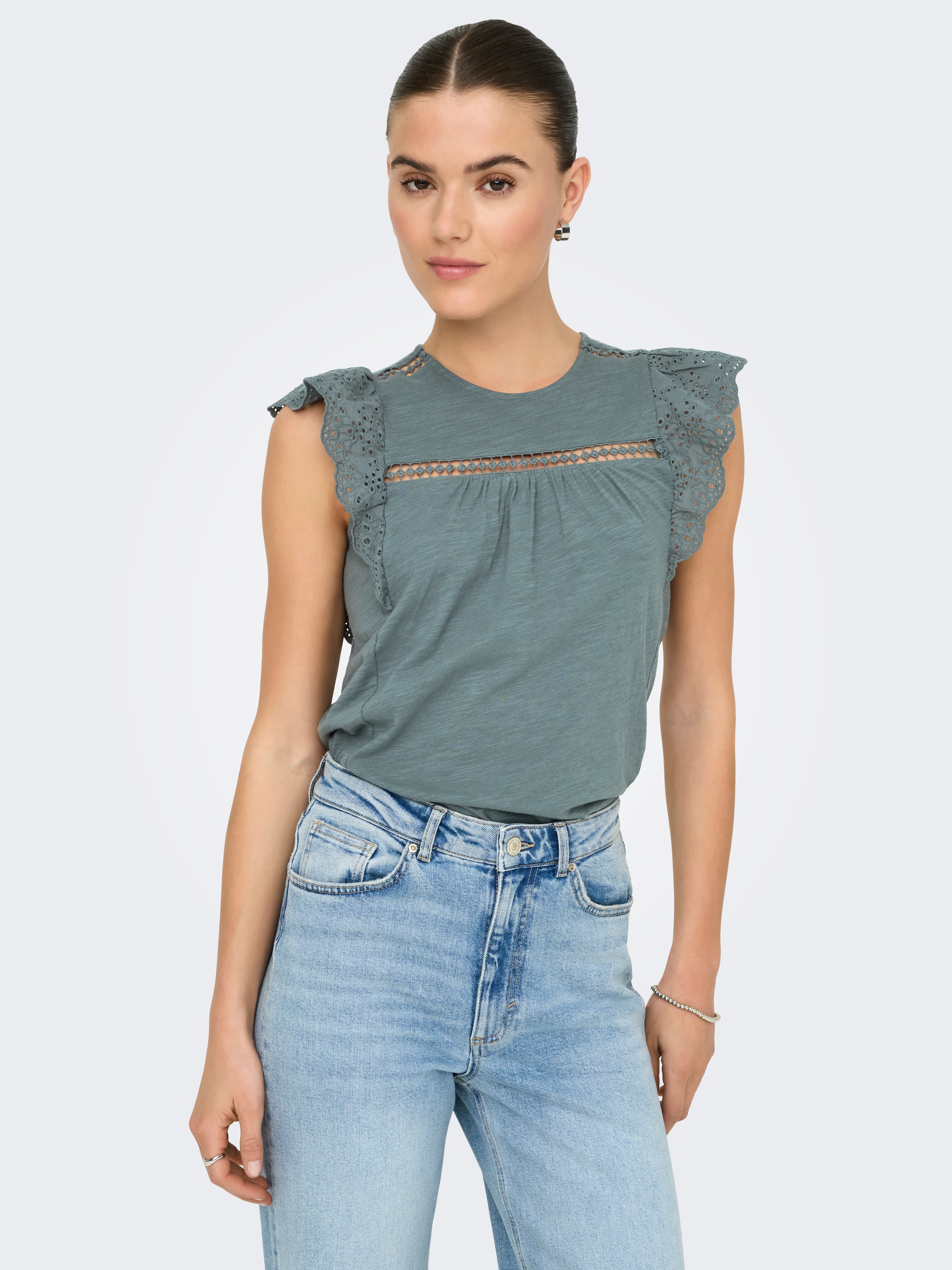 ONLY Kurzarmshirt "ONLLEA S/L FRILL MIX TOP JRS" günstig online kaufen