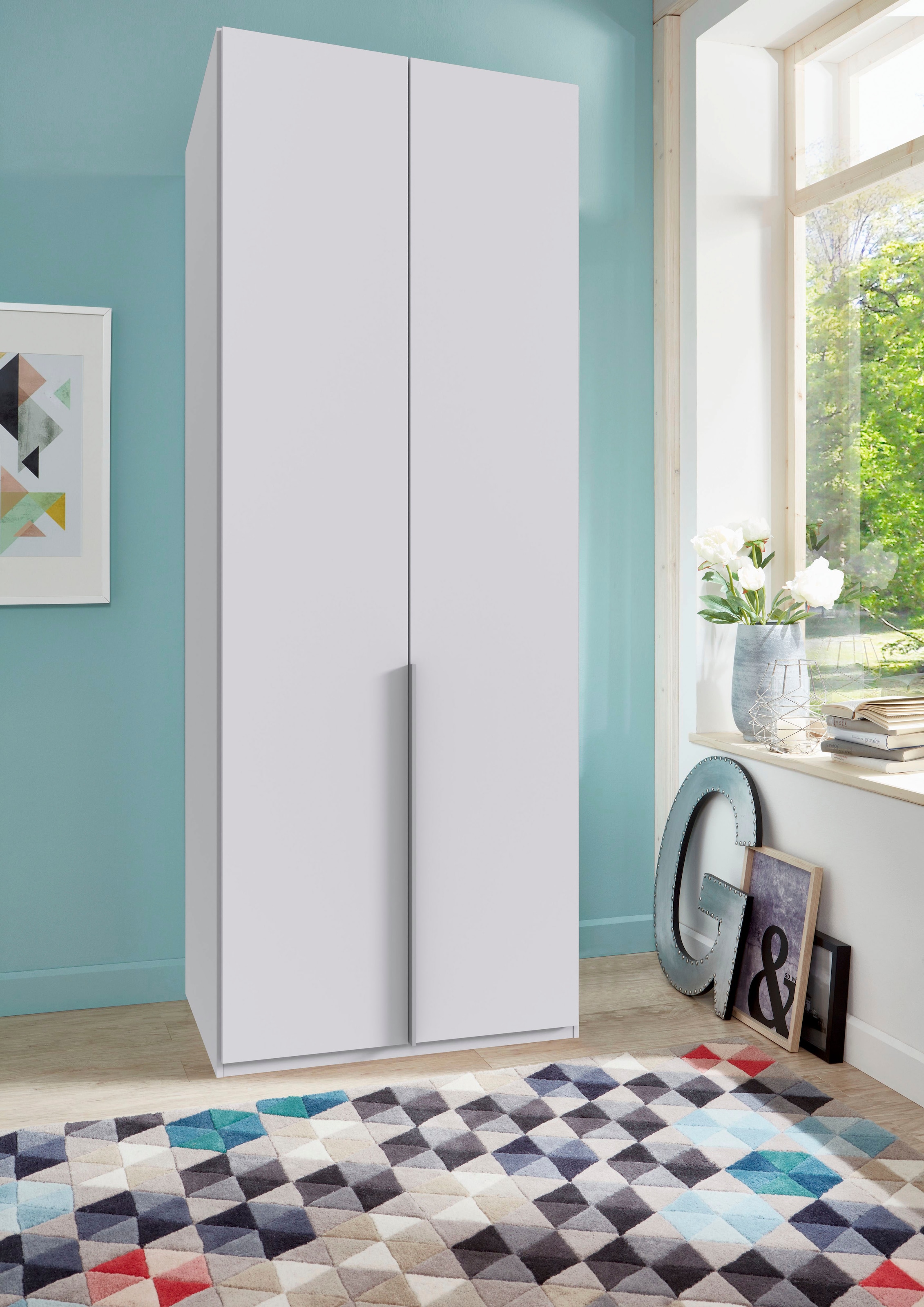 Wimex Kleiderschrank »Mugano,in 8 Breiten,3 Höhen,2 Tiefen, viele Farben, Made in Germany«, (in Basic oder Premium Ausstattung mit 2 weiteren Einlegeböden), mit langen oder kurzen Griffen aus Metall, mit oder ohne Spiegel