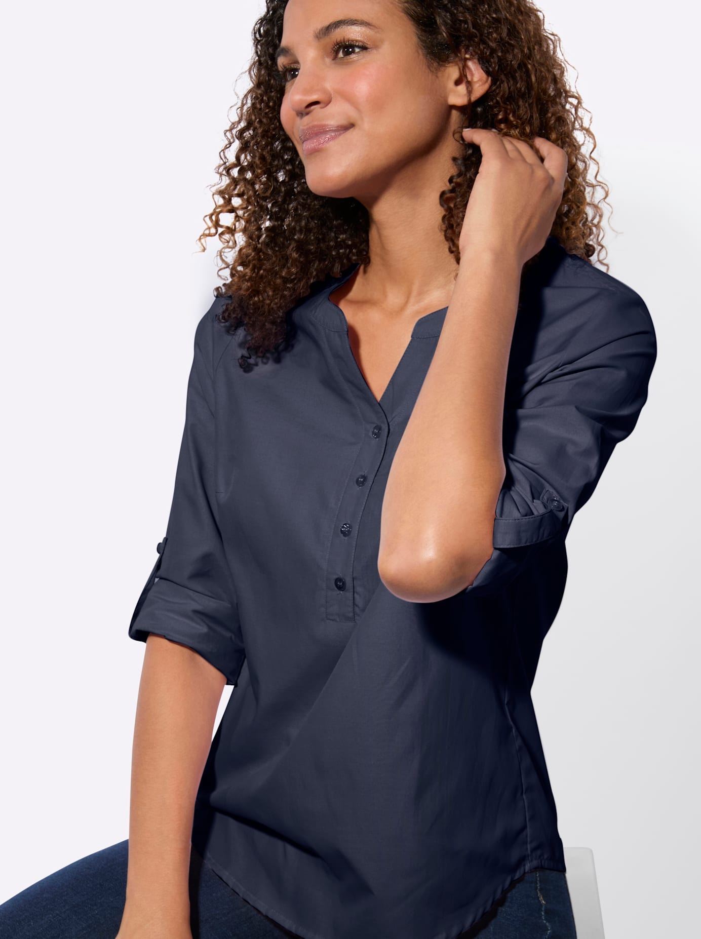 Casual Looks Long Blouse Women's Navy 50 3