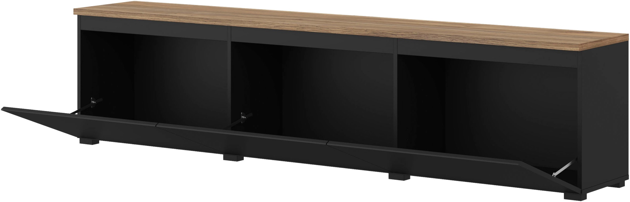 OTTO home Lowboard »Modo, Breite 200 cm, moderne grifflose TV-Kommode 3 Klappen« TV-Kommode mit viel Stauraum, TV-Bank