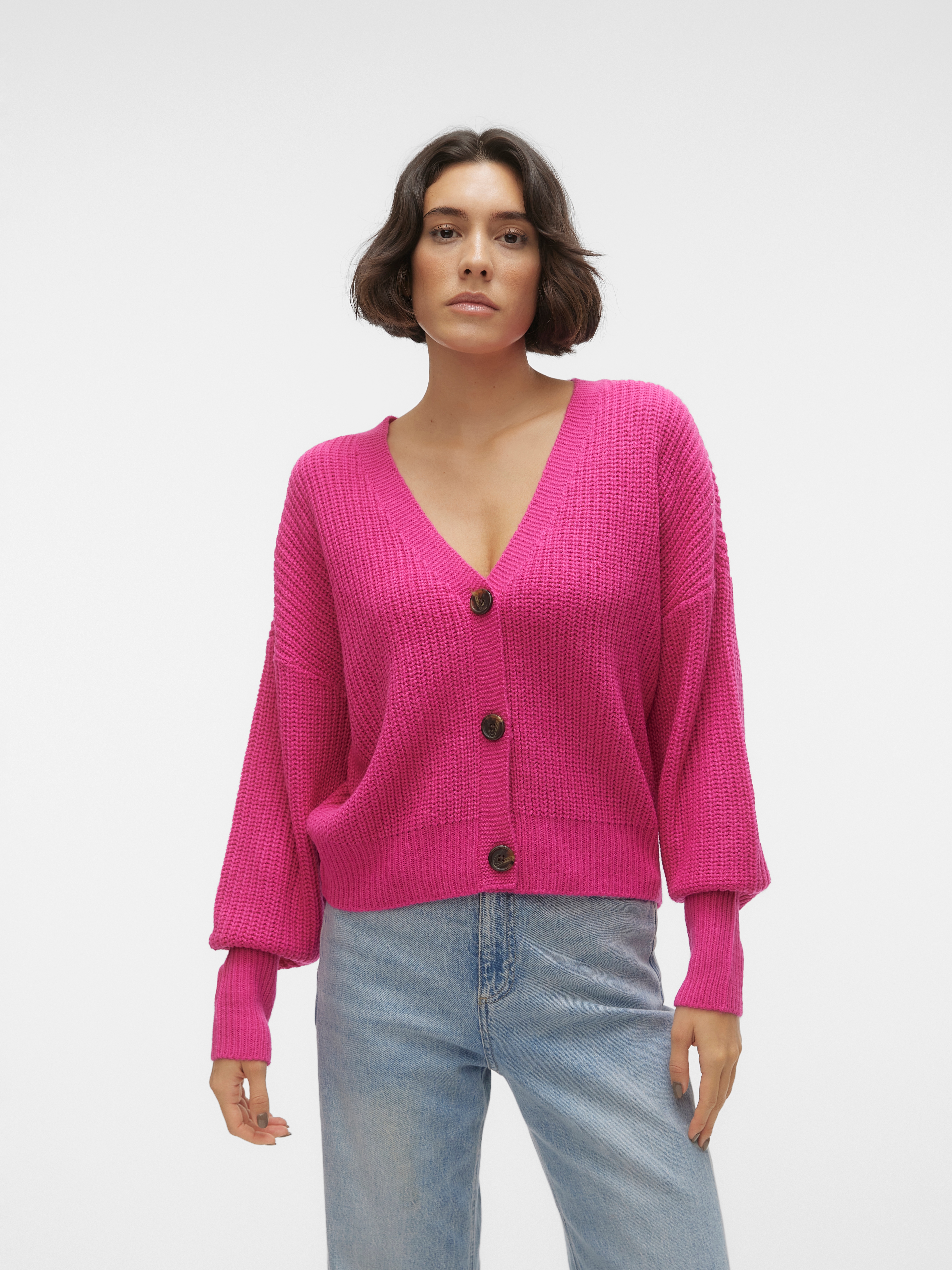 Vero Moda "VMLEA LS V-NECK CUFF CARDIGAN NOOS" Kunstfaser, regular fit