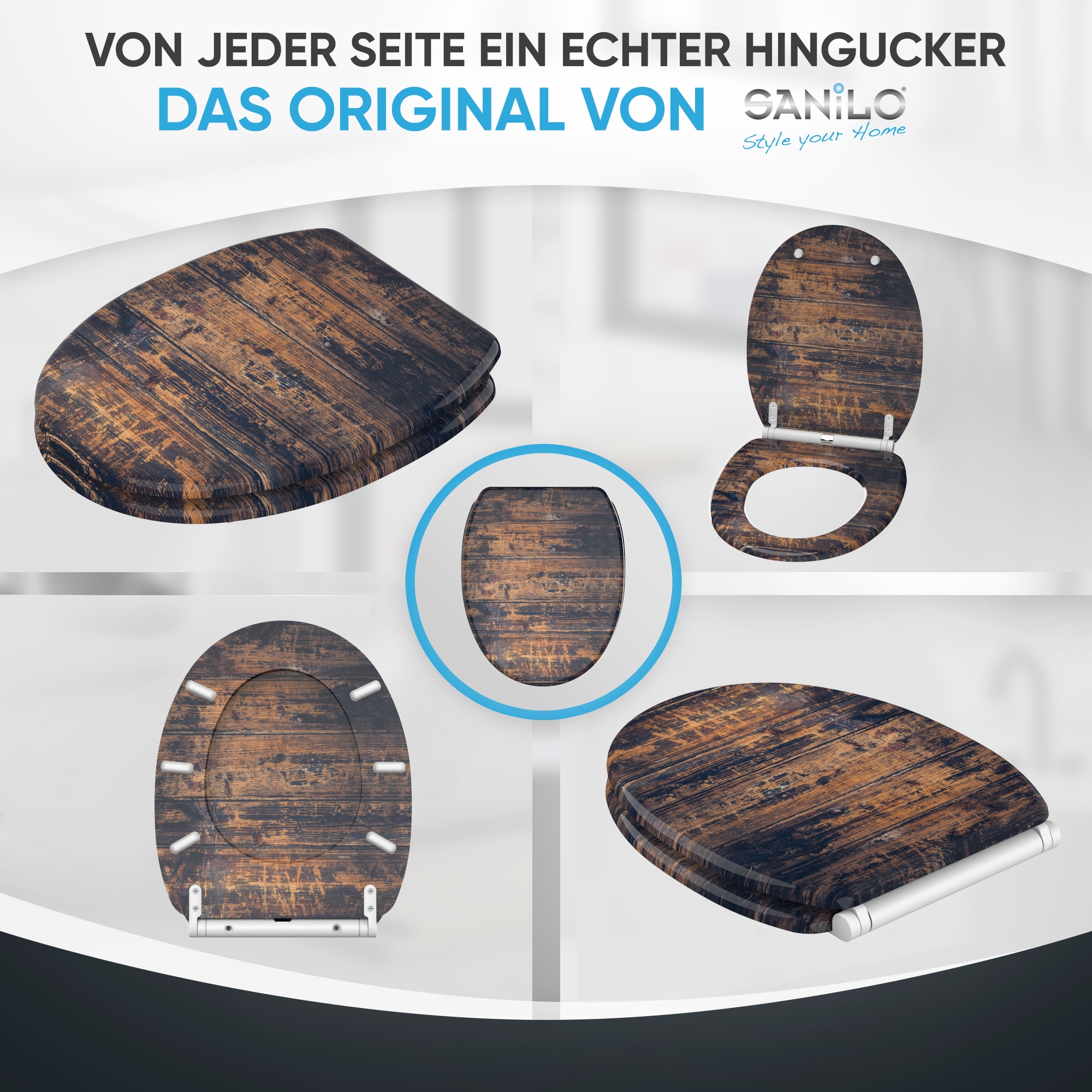 Sanilo WC-Sitz »Vintage mit Absenkautomatik & Quick Release« Premium Toilettendeckel, abnehmbar, leichte Montage von oben