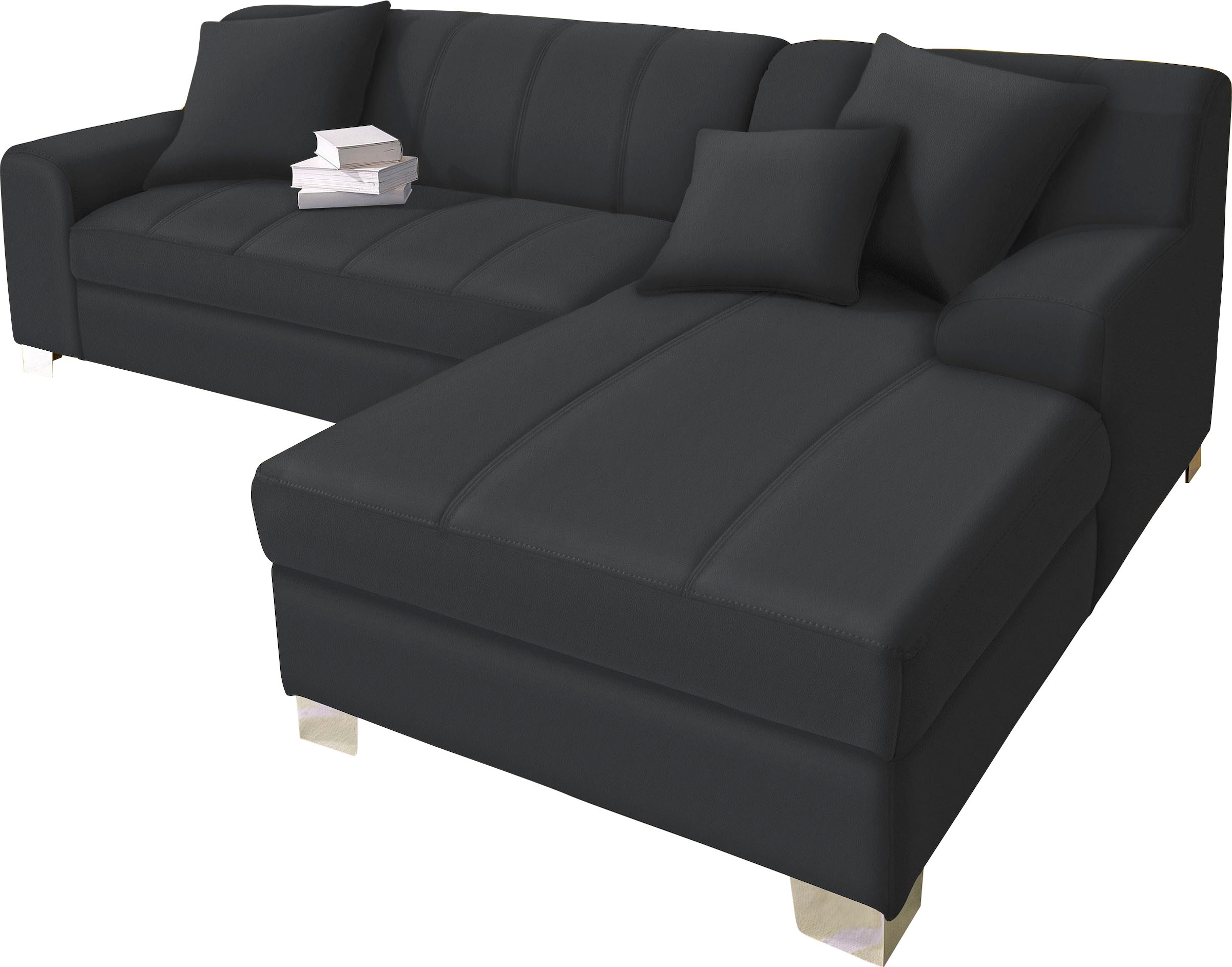 INOSIGN Ecksofa »Turah incl. Zierkissen, moderne Steppung, auch in Leder«, wahlweise mit Bettfunktion, Schlafsofa, B/T/H: 239/152/75 cm, L-Form