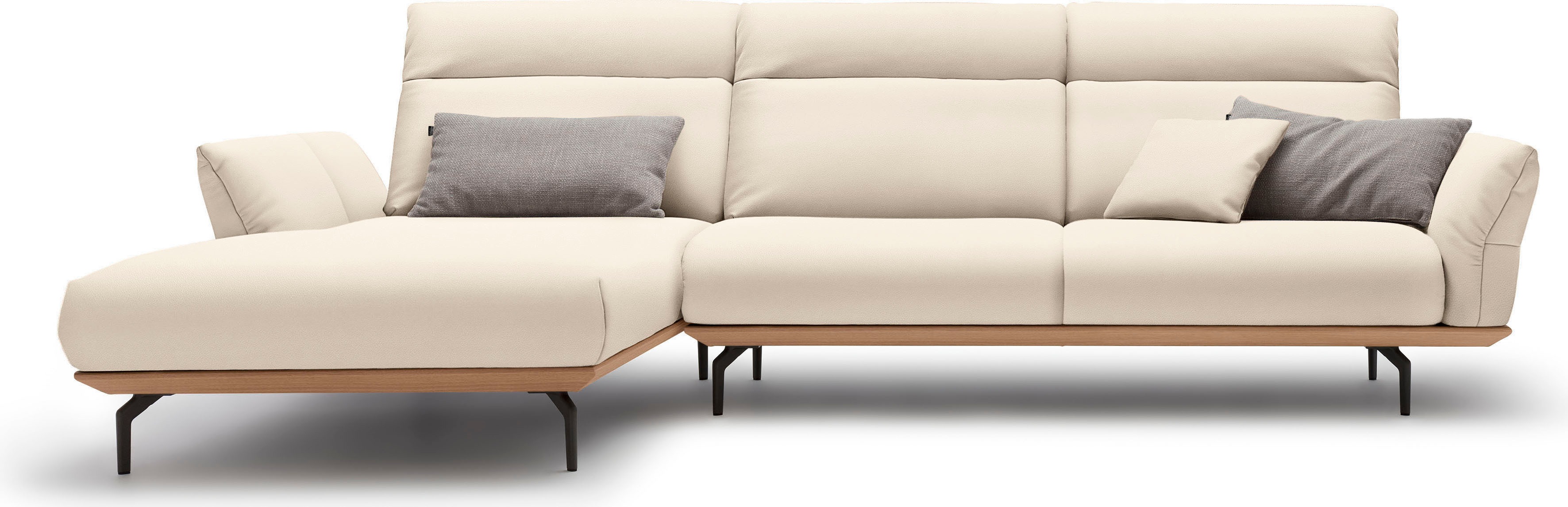 Creation BY ROLF BENZ Ecksofa "CR.460 Design-Sofa, verstellbare Rückenlehne, L-Form" Sockel in Eiche, Winkelfüße in Umbragrau, Breite 318 cm