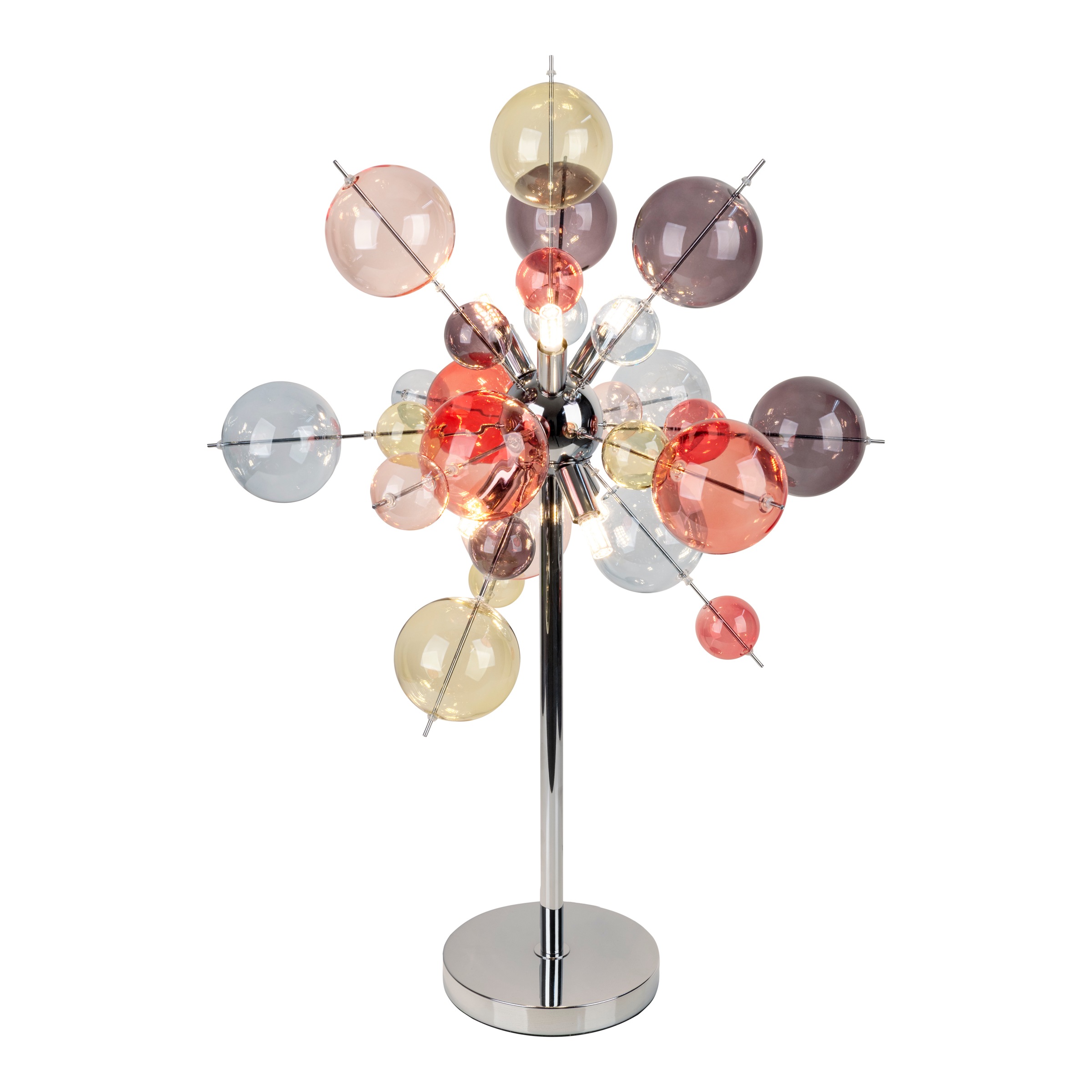 näve Tischleuchte »Explosion« G9 1 Stk. chrom, exkl. 6x G9, pastellfarbene Gläser 9cm und 5cm, Schnurschalter