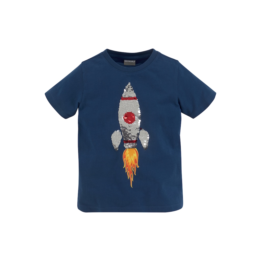 KIDSWORLD T-Shirt »Rakete aus Wendepailletten«