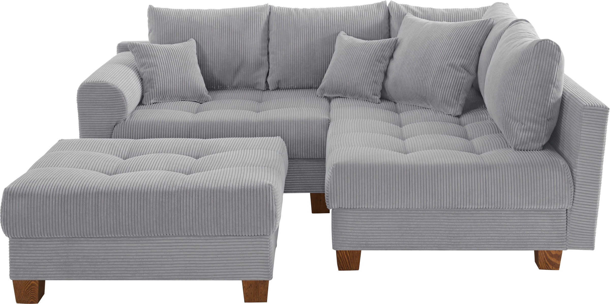 Home affaire Ecksofa "Rice L-Form, B: 216 cm" Set: Sofa & Hocker, mit 3 Zie günstig online kaufen