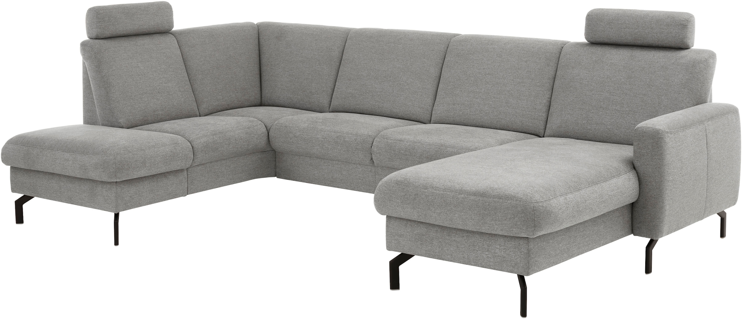 Die PlanBar Wohnlandschaft "PP-PF25099, U-Form, Breite 307cm" Wahlweise mit Kopfstützen, Stauraum und motorischer Vorziehbank