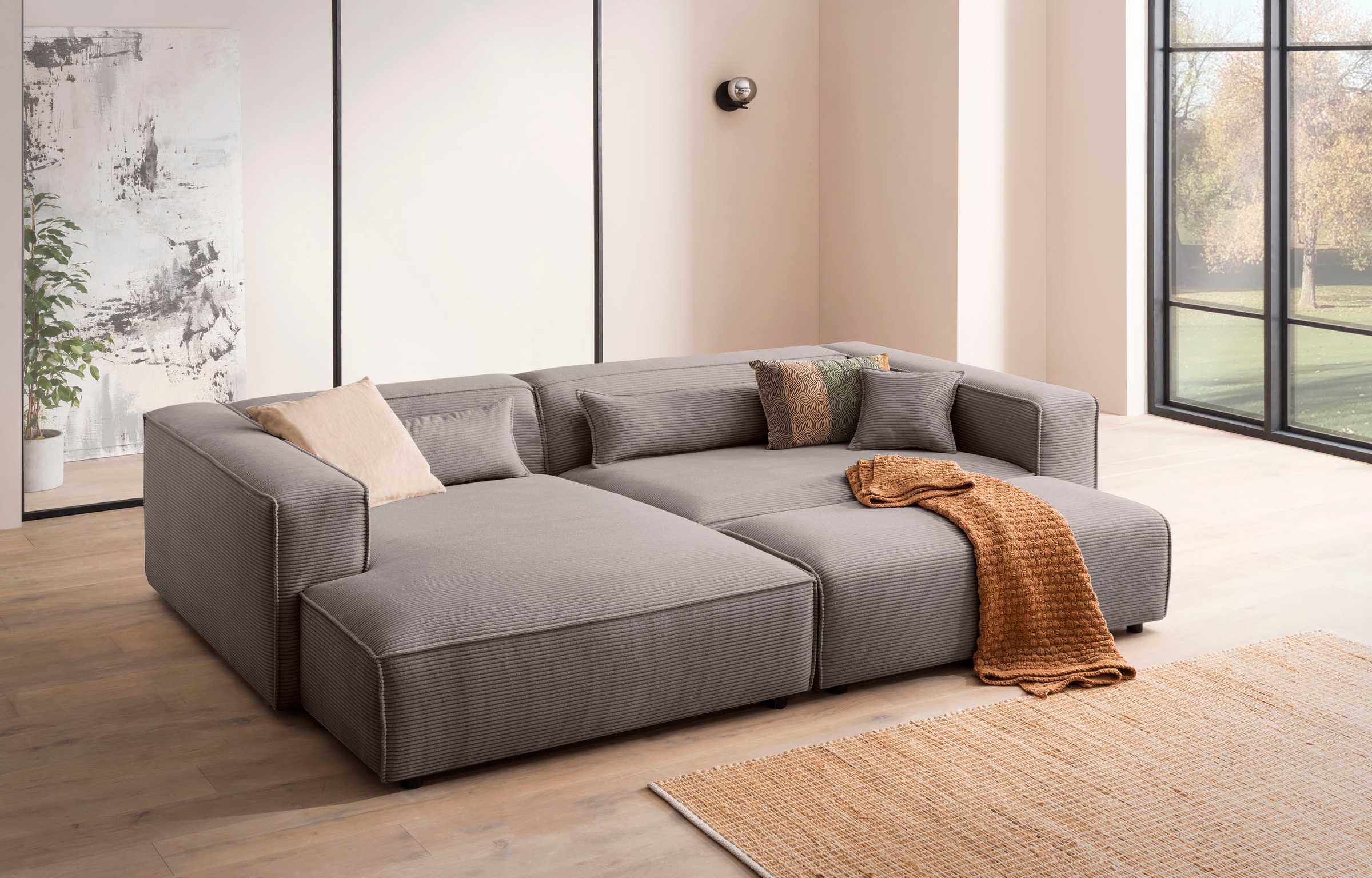 LeGer Home by Lena Gercke Ecksofa "PIARA XXL, L-Form, Schlaffunktion, Cord, günstig online kaufen